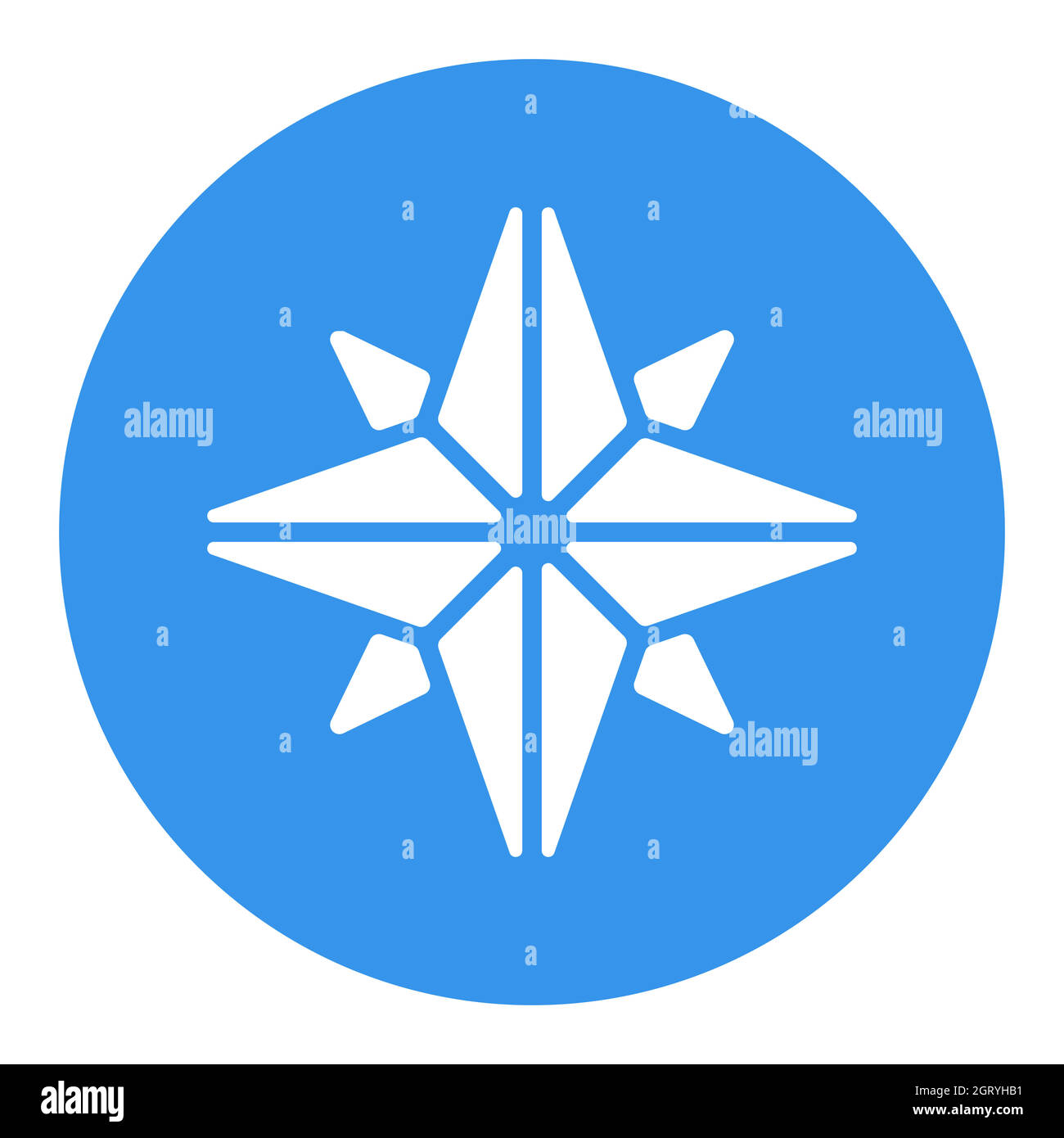 Windrose Vektor flache weiße Glyphe Symbol. Navigationsschild Stock Vektor