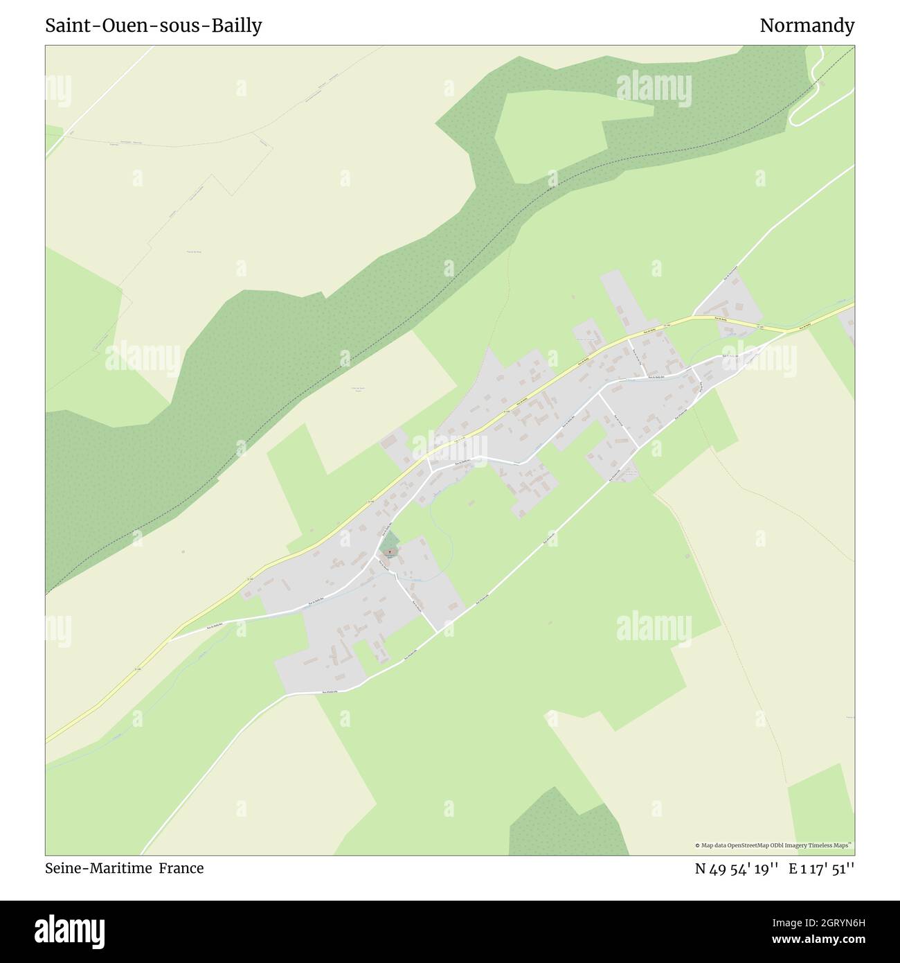 Saint-Ouen-sous-Bailly, seine-Maritime, Frankreich, Normandie, N 49 54' 19'', E 1 17' 51'', map, Timeless Map veröffentlicht im Jahr 2021. Reisende, Entdecker und Abenteurer wie Florence Nightingale, David Livingstone, Ernest Shackleton, Lewis and Clark und Sherlock Holmes haben sich bei der Planung von Reisen zu den entlegensten Ecken der Welt auf Karten verlassen.Timeless Maps kartiert die meisten Orte auf der Welt und zeigt die Verwirklichung großer Träume Stockfoto