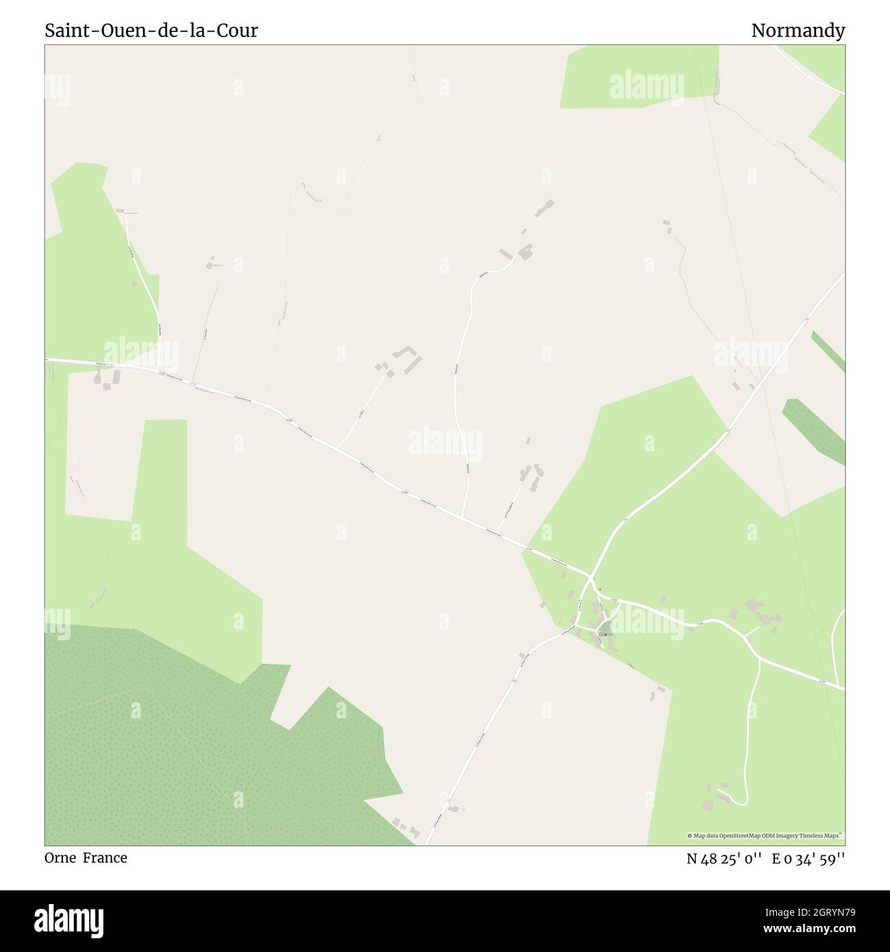 Saint-Ouen-de-la-Cour, Orne, Frankreich, Normandie, N 48 25' 0'', E 0 34' 59'', map, Timeless Map veröffentlicht im Jahr 2021. Reisende, Entdecker und Abenteurer wie Florence Nightingale, David Livingstone, Ernest Shackleton, Lewis and Clark und Sherlock Holmes haben sich bei der Planung von Reisen zu den entlegensten Ecken der Welt auf Karten verlassen.Timeless Maps kartiert die meisten Orte auf der Welt und zeigt die Verwirklichung großer Träume Stockfoto