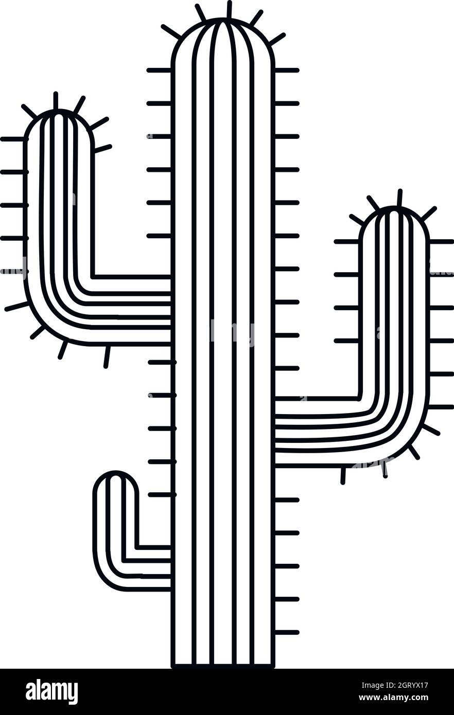 Kaktus, Wüstenpflanze Symbol, Umriss-Stil Stock Vektor