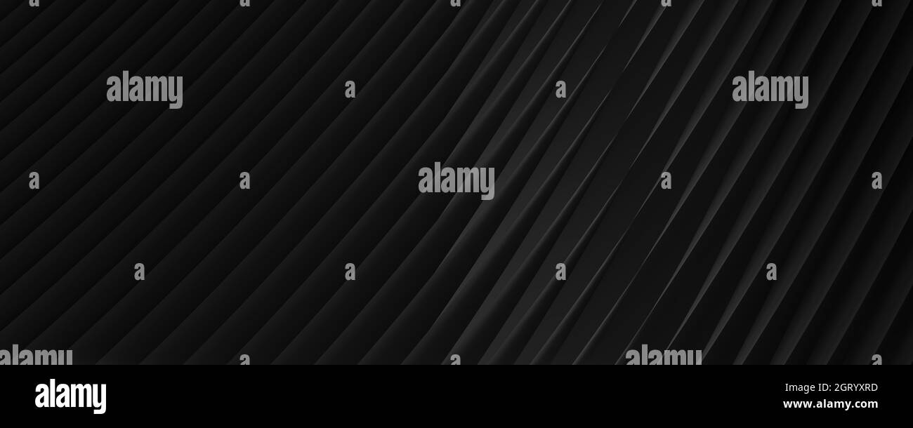 Schwarzes abstraktes Hintergrundbild mit diagonalen Streifen für Text- oder Website-Hintergründe. 3D-Illustration. Stockfoto