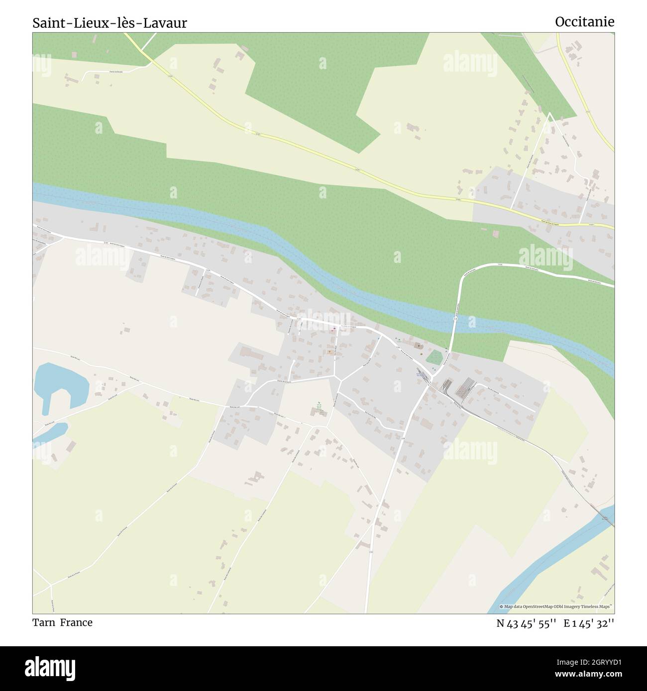 Saint-Lieux-lès-Lavaur, Tarn, Frankreich, Obskitanie, N 43 45' 55'', E 1 45' 32'', map, Timeless Map veröffentlicht im Jahr 2021. Reisende, Entdecker und Abenteurer wie Florence Nightingale, David Livingstone, Ernest Shackleton, Lewis and Clark und Sherlock Holmes haben sich bei der Planung von Reisen zu den entlegensten Ecken der Welt auf Karten verlassen.Timeless Maps kartiert die meisten Orte auf der Welt und zeigt die Verwirklichung großer Träume Stockfoto