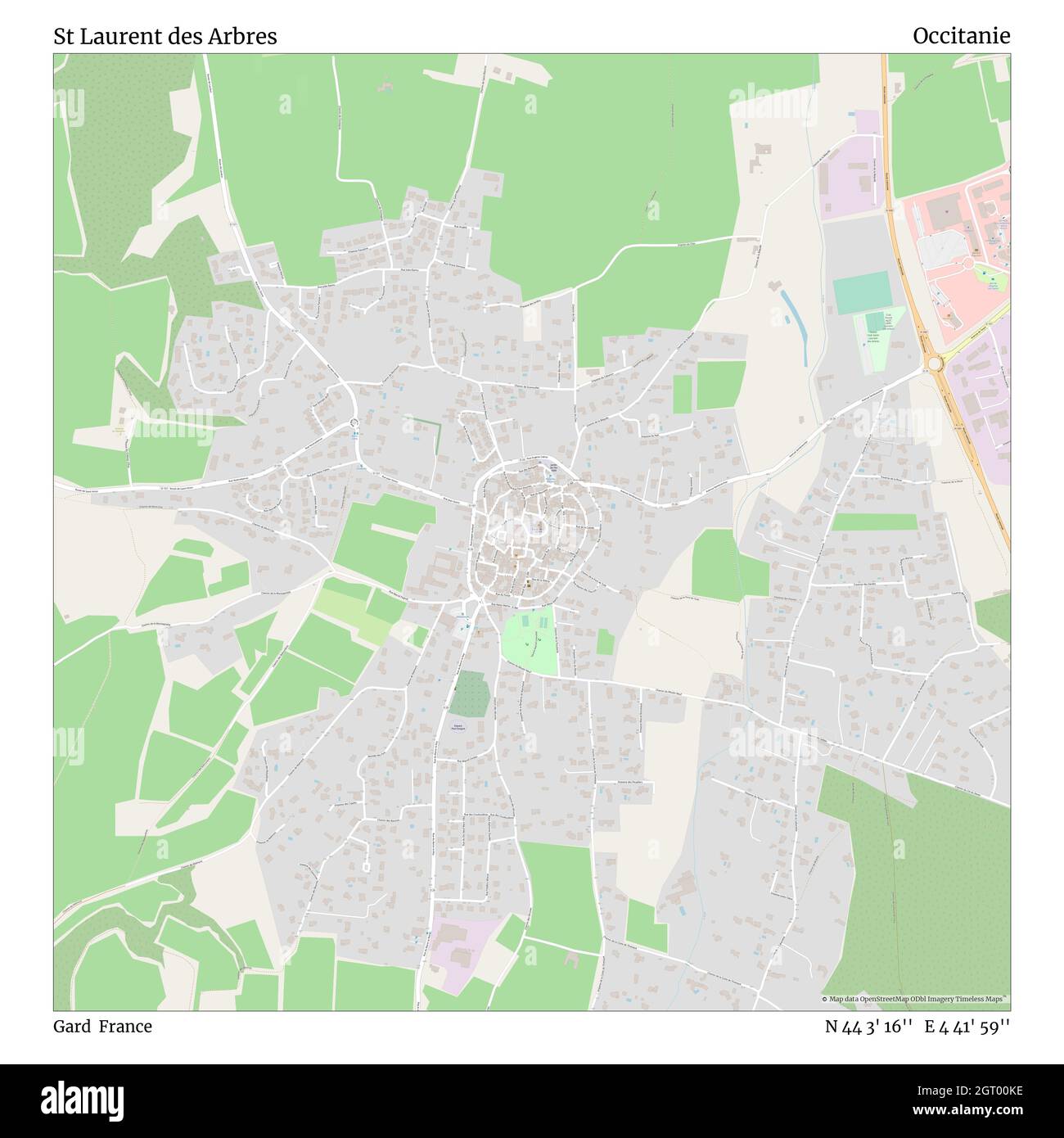 St Laurent des Arbres, Gard, France, Oczitanie, N 44 3' 16'', E 4 41' 59'', map, Timeless Map veröffentlicht im Jahr 2021. Reisende, Entdecker und Abenteurer wie Florence Nightingale, David Livingstone, Ernest Shackleton, Lewis and Clark und Sherlock Holmes haben sich bei der Planung von Reisen zu den entlegensten Ecken der Welt auf Karten verlassen.Timeless Maps kartiert die meisten Orte auf der Welt und zeigt die Verwirklichung großer Träume Stockfoto