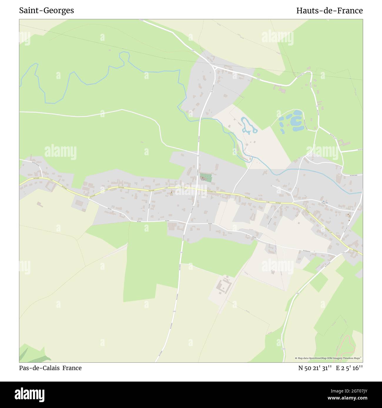 Saint-Georges, Pas-de-Calais, Frankreich, Hauts-de-France, N 50 21' 31'', E 2 5' 16'', map, Timeless Map veröffentlicht im Jahr 2021. Reisende, Entdecker und Abenteurer wie Florence Nightingale, David Livingstone, Ernest Shackleton, Lewis and Clark und Sherlock Holmes haben sich bei der Planung von Reisen zu den entlegensten Ecken der Welt auf Karten verlassen.Timeless Maps kartiert die meisten Orte auf der Welt und zeigt die Verwirklichung großer Träume Stockfoto