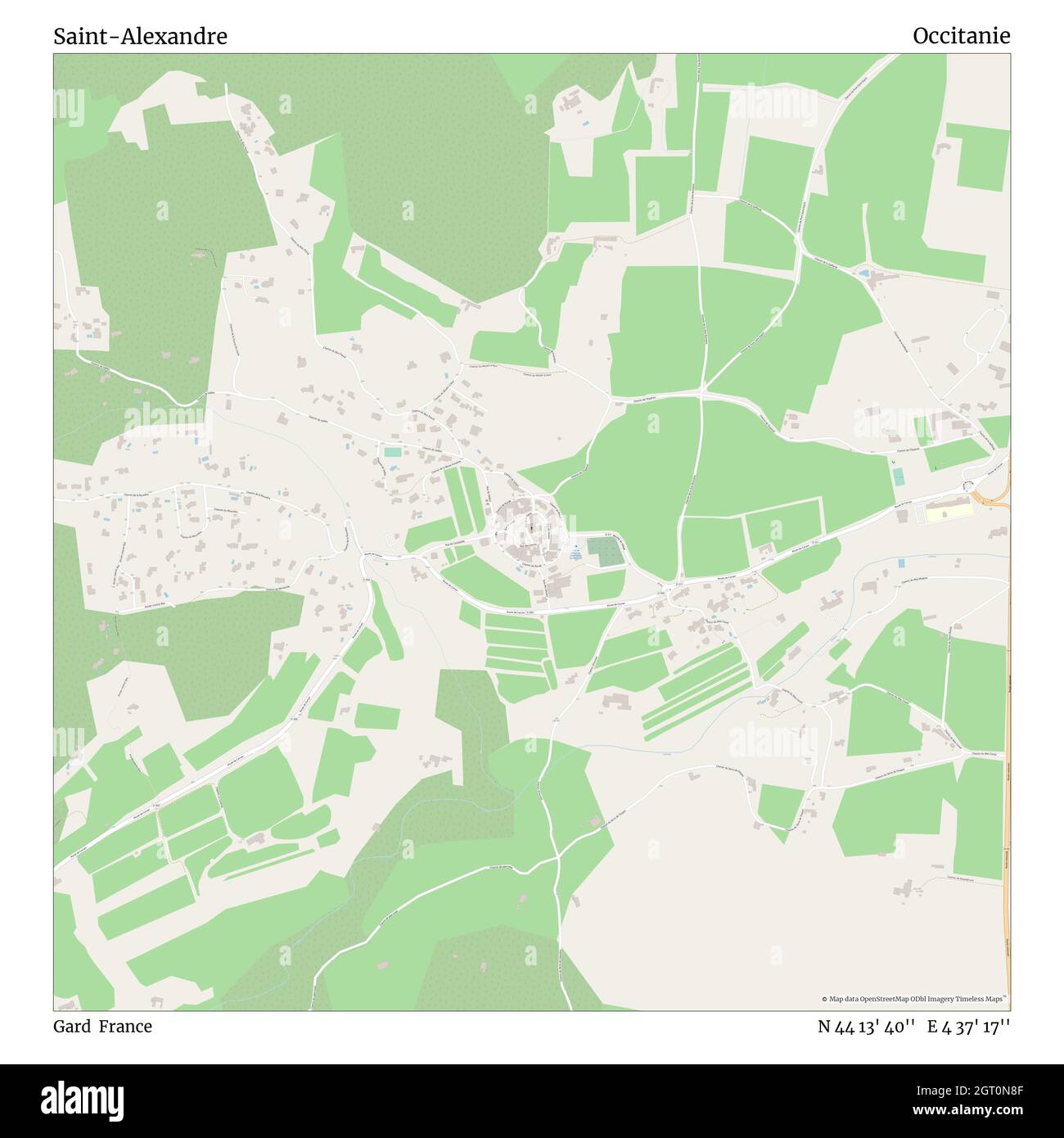 Saint-Alexandre, Gard, France, Ciscitanie, N 44 13' 40'', E 4 37' 17'', map, Timeless Map veröffentlicht im Jahr 2021. Reisende, Entdecker und Abenteurer wie Florence Nightingale, David Livingstone, Ernest Shackleton, Lewis and Clark und Sherlock Holmes haben sich bei der Planung von Reisen zu den entlegensten Ecken der Welt auf Karten verlassen.Timeless Maps kartiert die meisten Orte auf der Welt und zeigt die Verwirklichung großer Träume Stockfoto