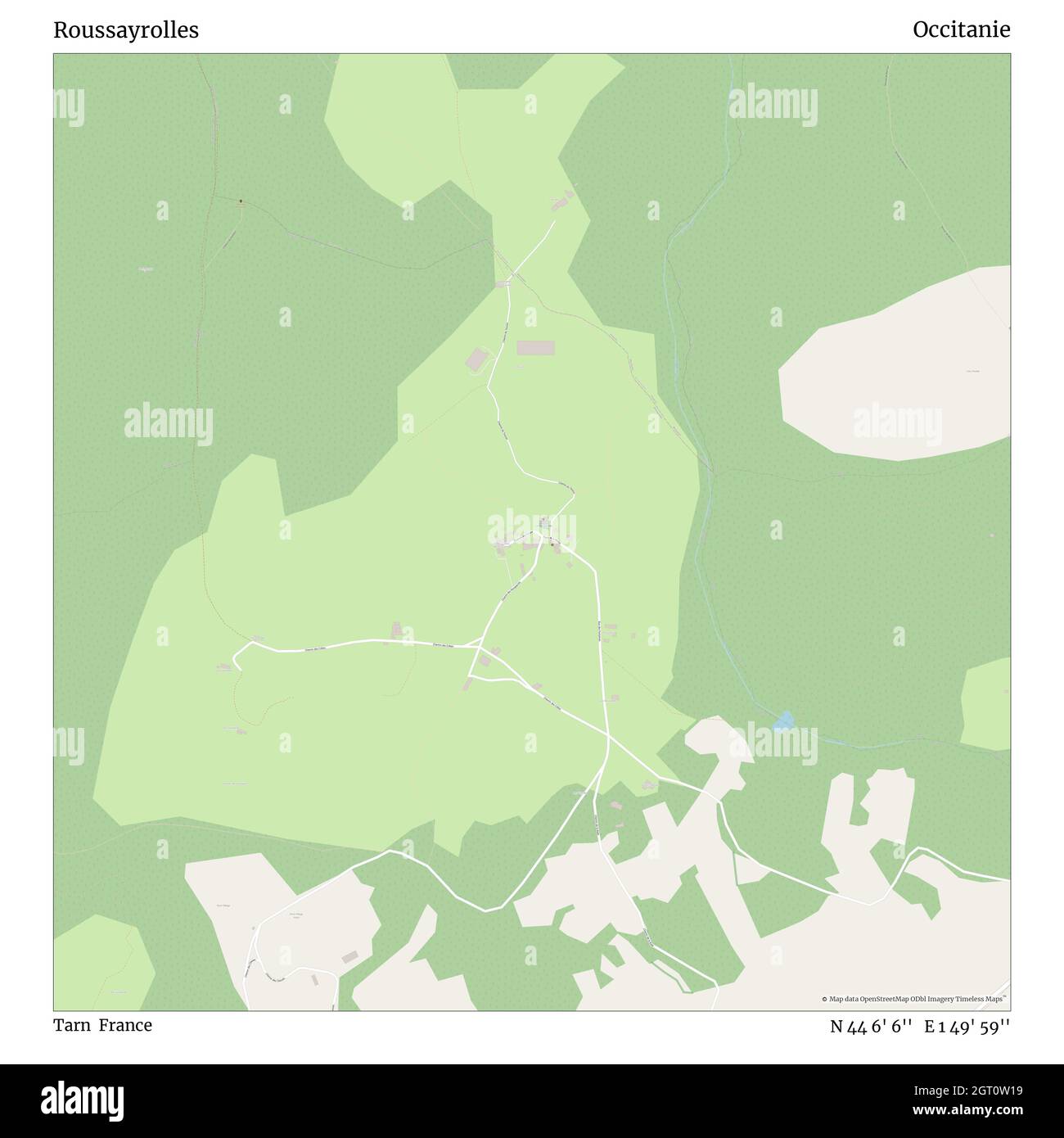 Roussayrolles, Tarn, Frankreich, Uskitanie, N 44 6' 6'', E 1 49' 59'', map, Timeless Map veröffentlicht im Jahr 2021. Reisende, Entdecker und Abenteurer wie Florence Nightingale, David Livingstone, Ernest Shackleton, Lewis and Clark und Sherlock Holmes haben sich bei der Planung von Reisen zu den entlegensten Ecken der Welt auf Karten verlassen.Timeless Maps kartiert die meisten Orte auf der Welt und zeigt die Verwirklichung großer Träume Stockfoto