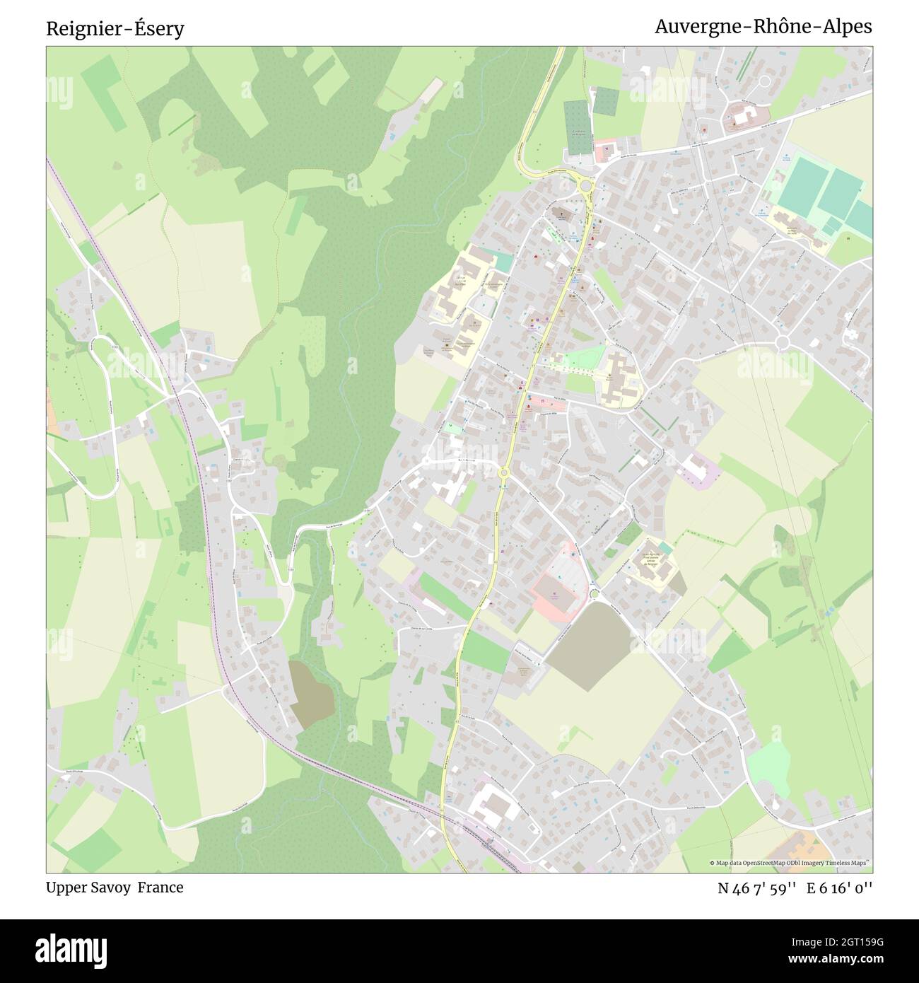 Reignier-Ésery, Oberes Savoyen, Frankreich, Auvergne-Rhône-Alpes, N 46 7' 59'', E 6 16' 0'', map, Timeless Map veröffentlicht im Jahr 2021. Reisende, Entdecker und Abenteurer wie Florence Nightingale, David Livingstone, Ernest Shackleton, Lewis and Clark und Sherlock Holmes haben sich bei der Planung von Reisen zu den entlegensten Ecken der Welt auf Karten verlassen.Timeless Maps kartiert die meisten Orte auf der Welt und zeigt die Verwirklichung großer Träume Stockfoto