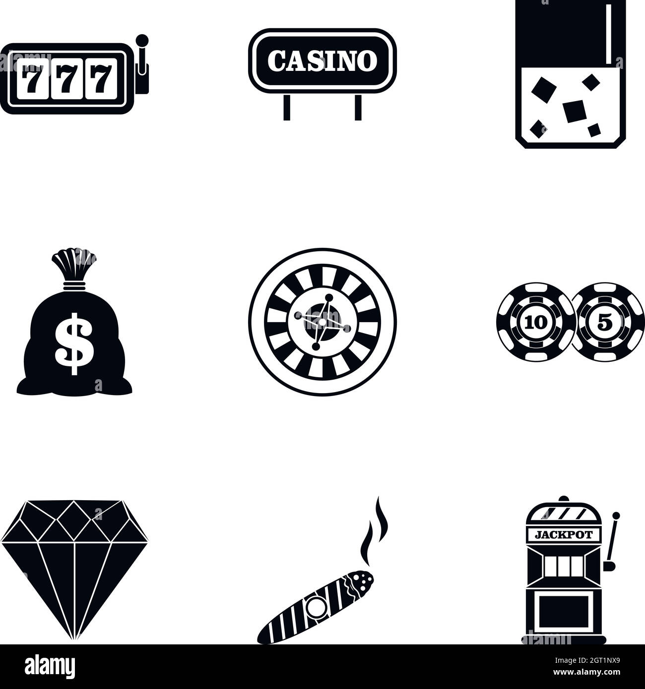 Glücksspiel Haus Symbole gesetzt, einfachen Stil Stock Vektor