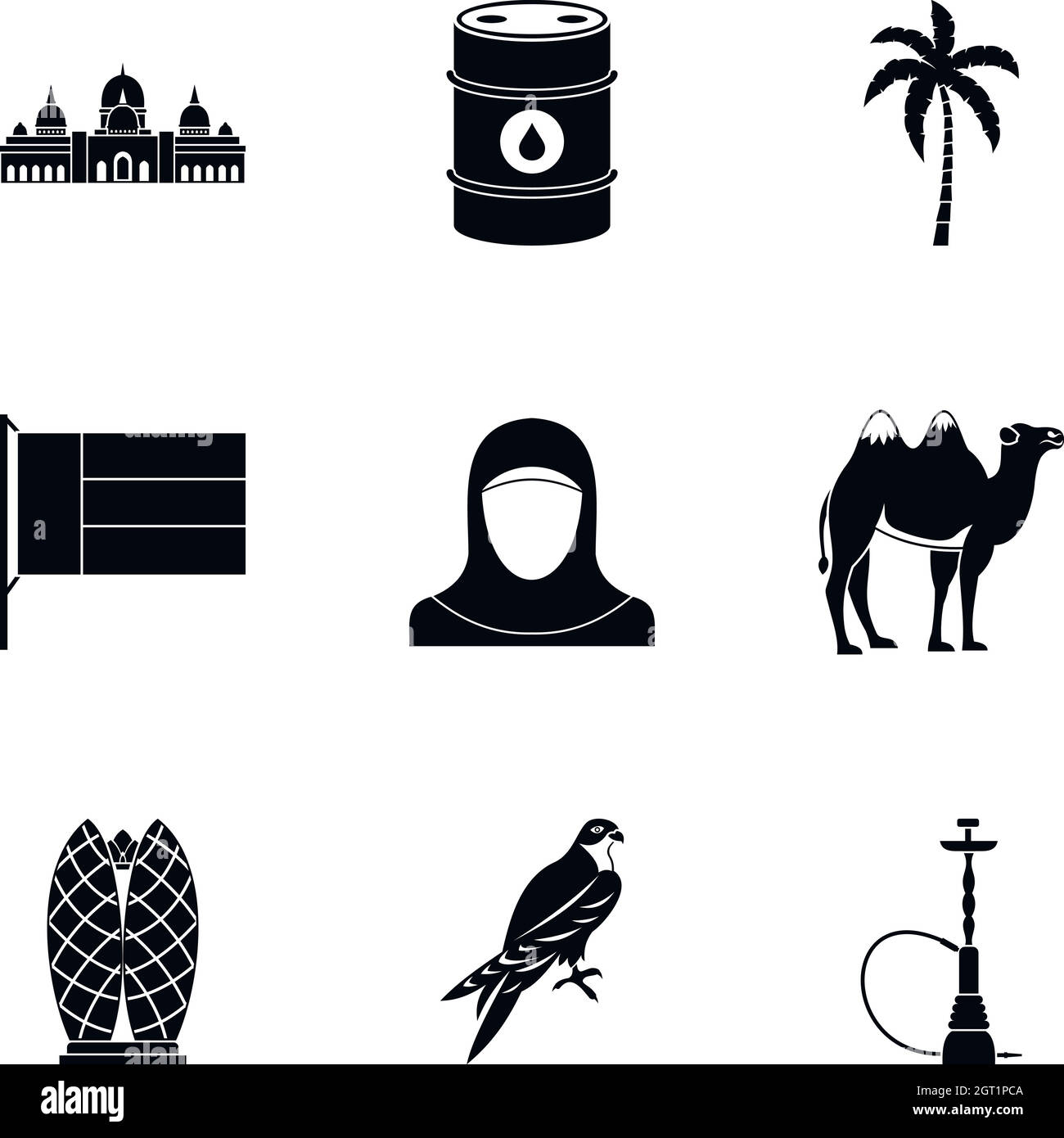 UAE Land Icons Set, einfachen Stil Stock Vektor