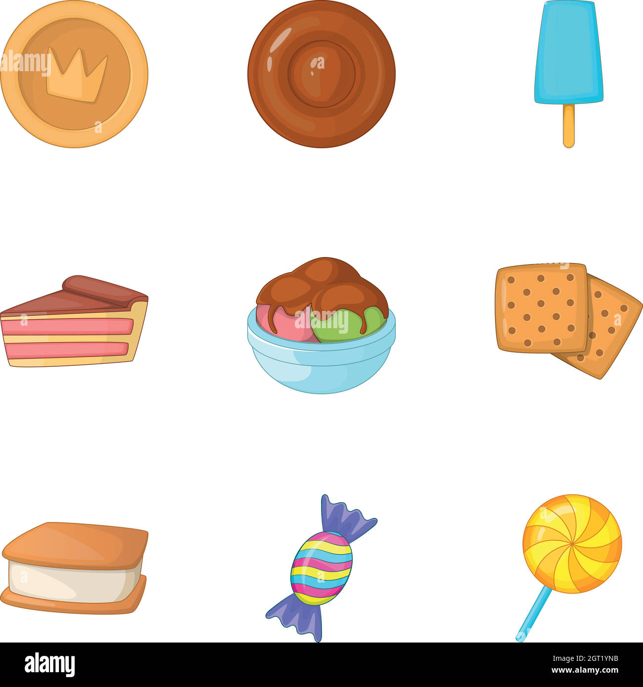 Süßigkeiten Icons Set, Cartoon-Stil Stock Vektor