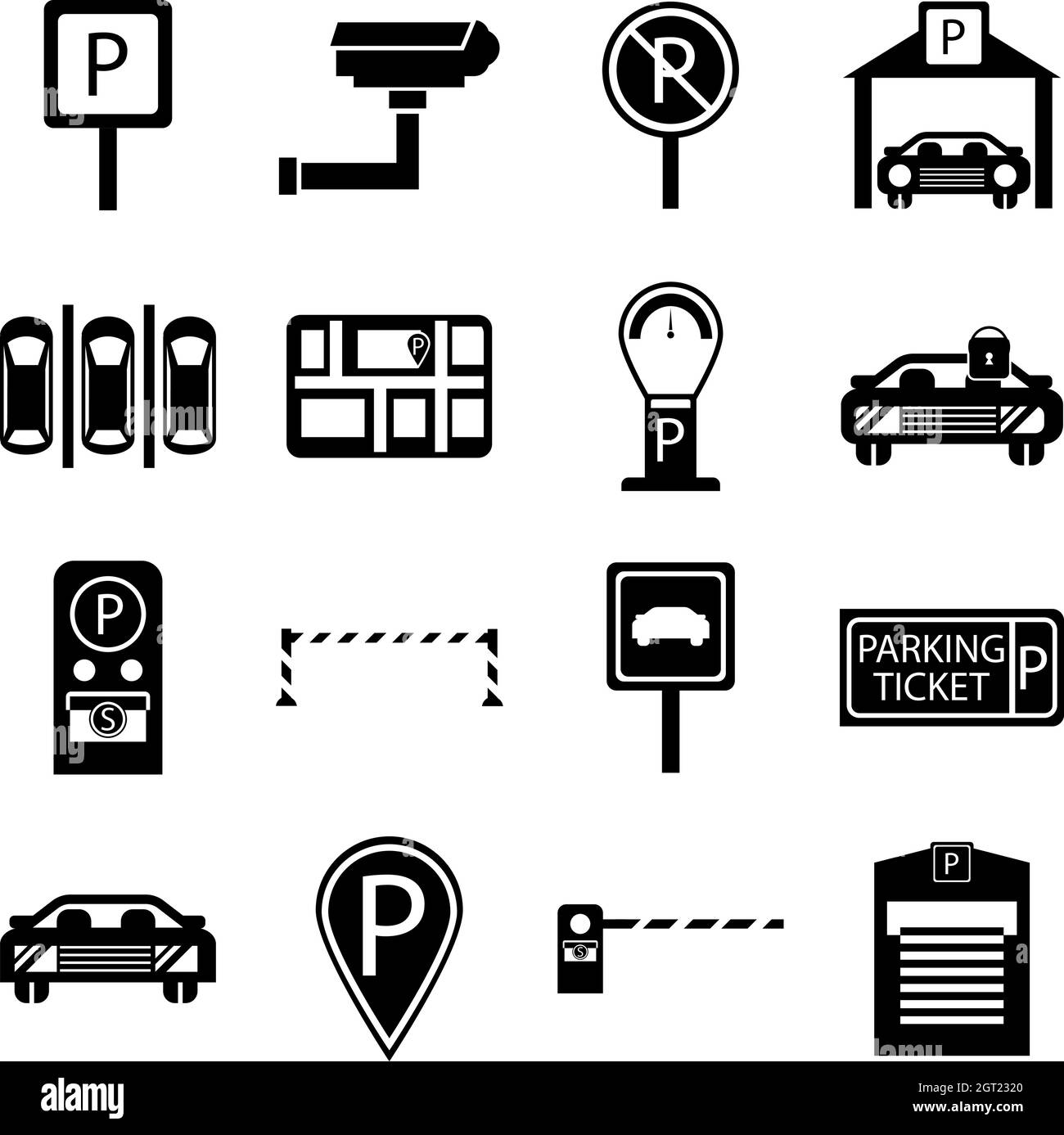 Auto Parkplatz Icons Set, einfachen Stil Stock Vektor