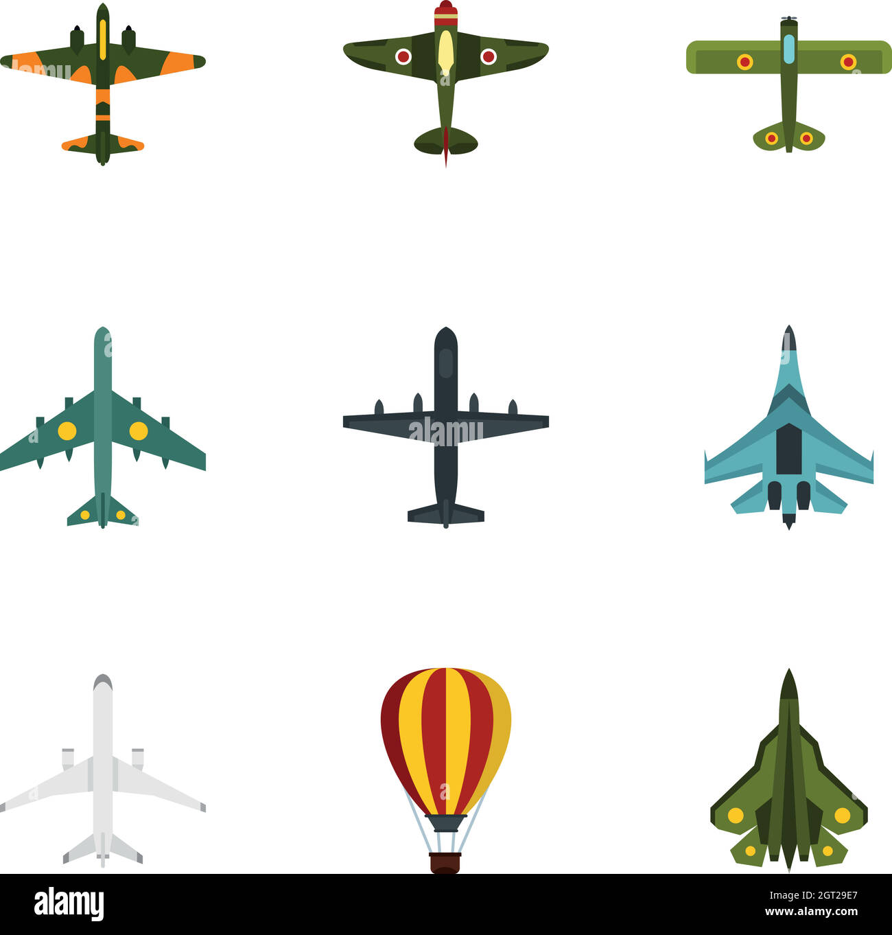 Militärische Luft Symbole Transportgruppe, flachen Stil Stock Vektor