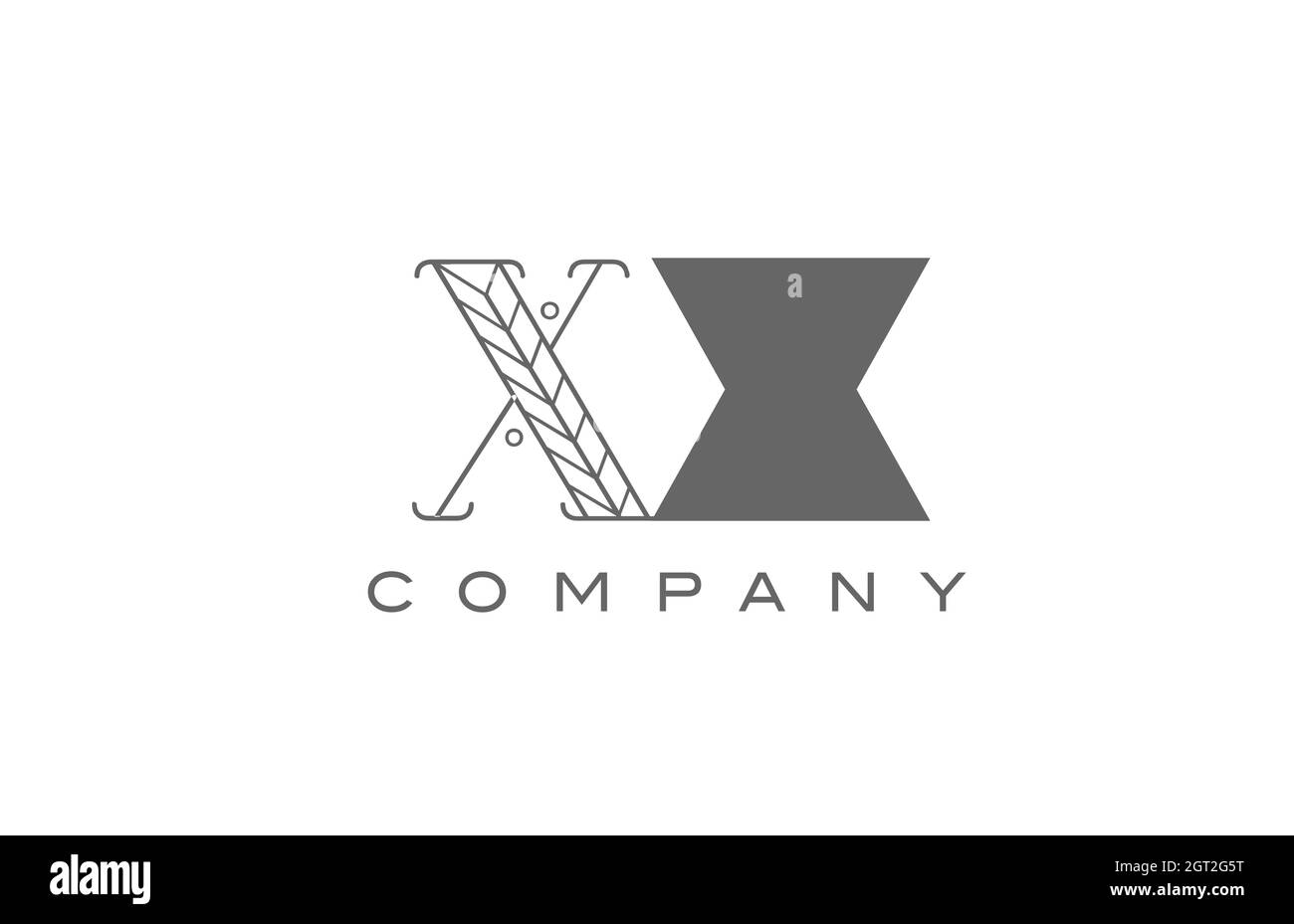 X XX graues weißes Alphabet-Logo-Symbol für Unternehmen mit geometrischem Stil. Kreatives Buchstabenkombinationsdesign für Unternehmen und Unternehmen Stock Vektor