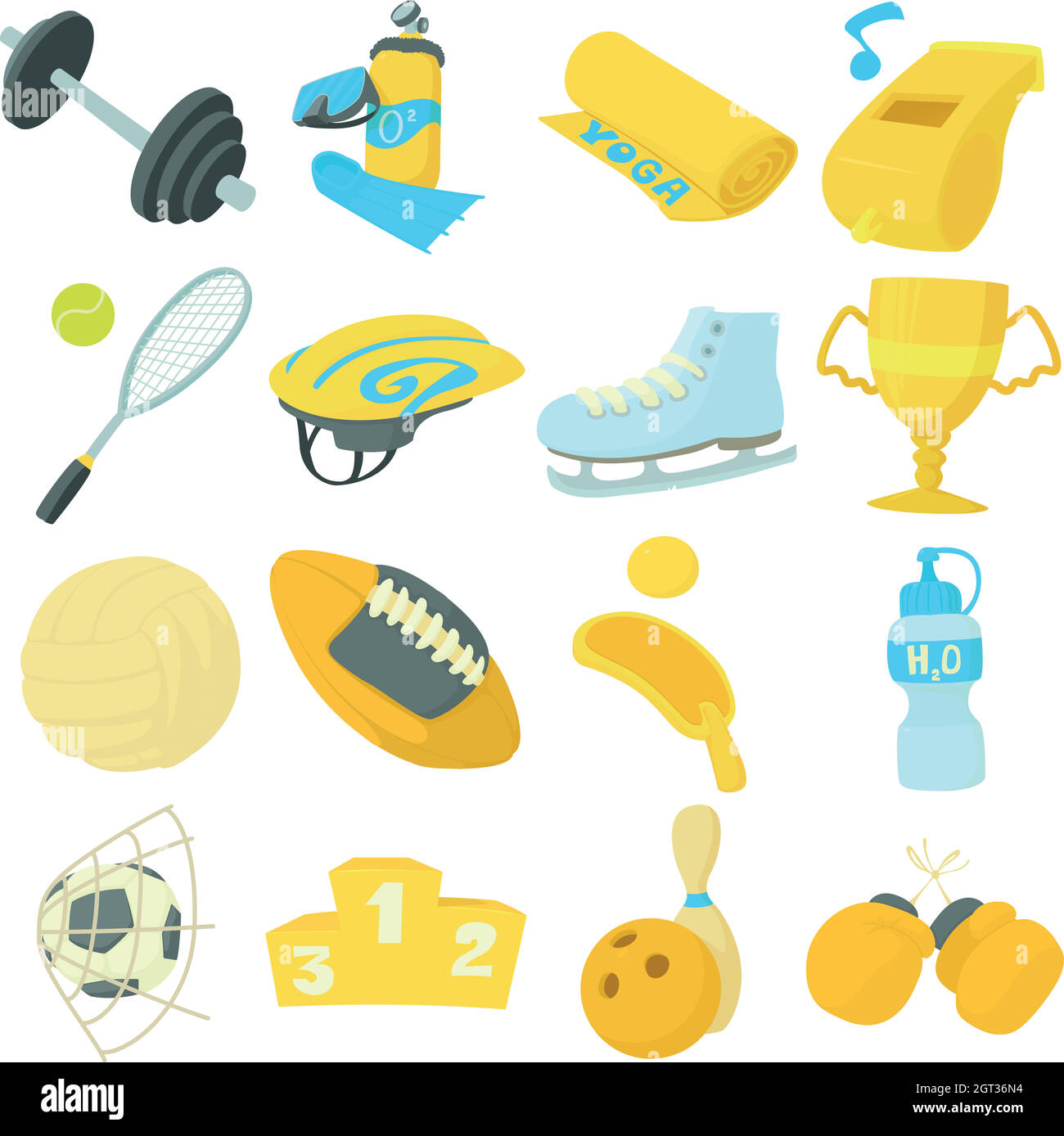 Sport Artikel Symbole, Cartoon Stil Stock Vektor