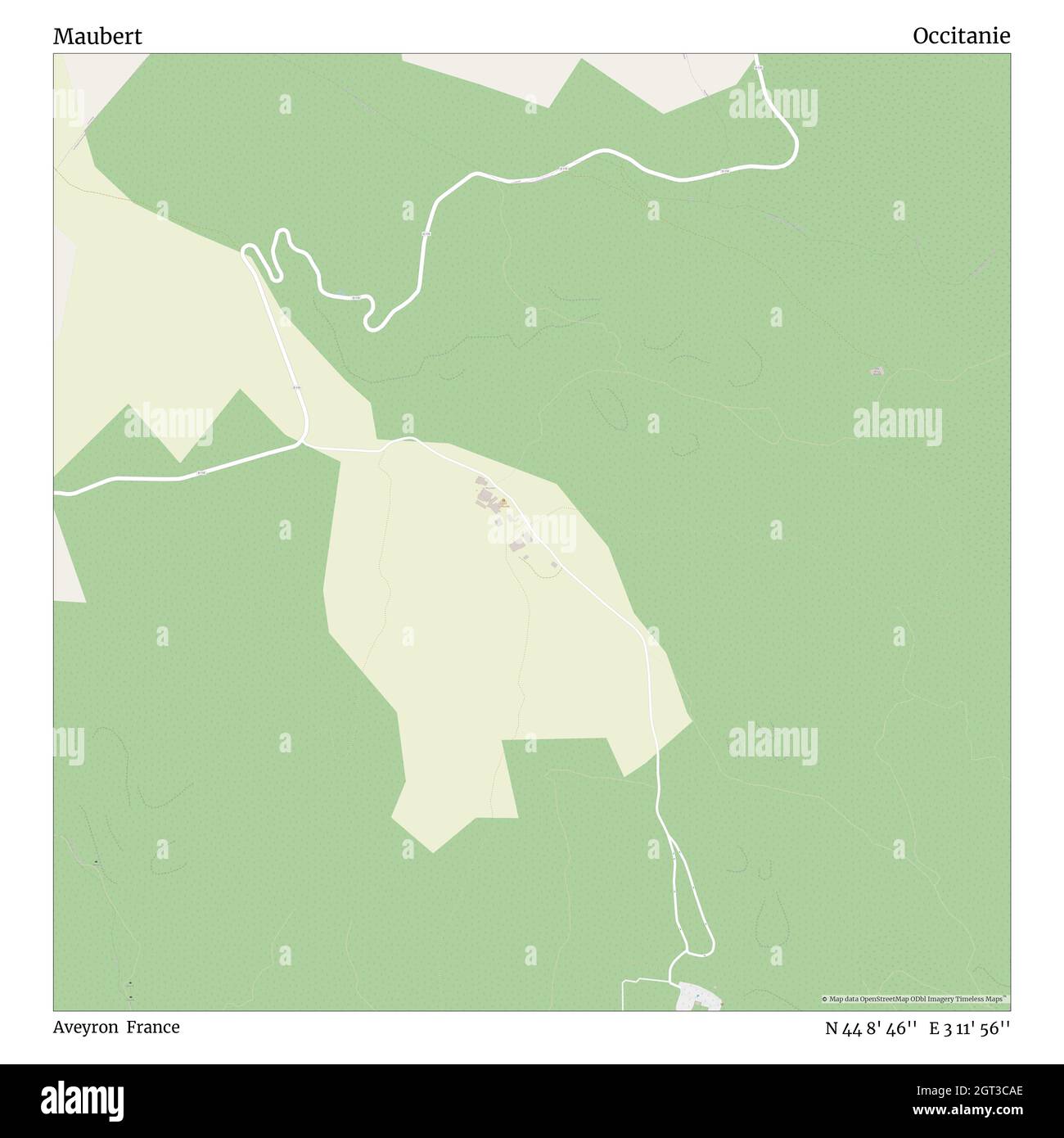 Maubert, Aveyron, France, Oczitanie, N 44 8' 46'', E 3 11' 56'', map, Timeless Map veröffentlicht im Jahr 2021. Reisende, Entdecker und Abenteurer wie Florence Nightingale, David Livingstone, Ernest Shackleton, Lewis and Clark und Sherlock Holmes haben sich bei der Planung von Reisen zu den entlegensten Ecken der Welt auf Karten verlassen.Timeless Maps kartiert die meisten Orte auf der Welt und zeigt die Verwirklichung großer Träume Stockfoto