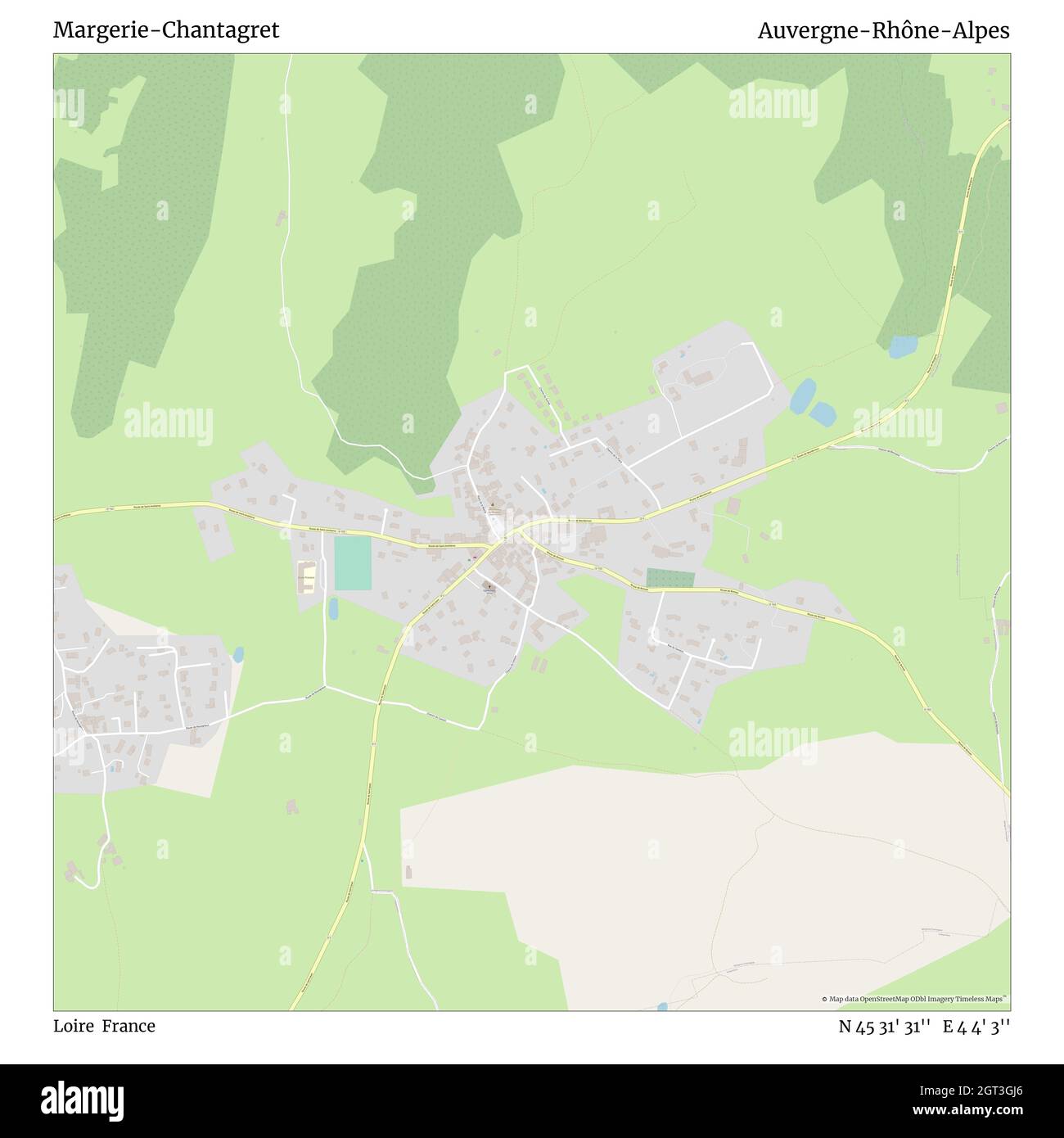 Margerie-Chantagret, Loire, Frankreich, Auvergne-Rhône-Alpes, N 45 31' 31'', E 4 4' 3'', map, Timeless Map veröffentlicht im Jahr 2021. Reisende, Entdecker und Abenteurer wie Florence Nightingale, David Livingstone, Ernest Shackleton, Lewis and Clark und Sherlock Holmes haben sich bei der Planung von Reisen zu den entlegensten Ecken der Welt auf Karten verlassen.Timeless Maps kartiert die meisten Orte auf der Welt und zeigt die Verwirklichung großer Träume Stockfoto