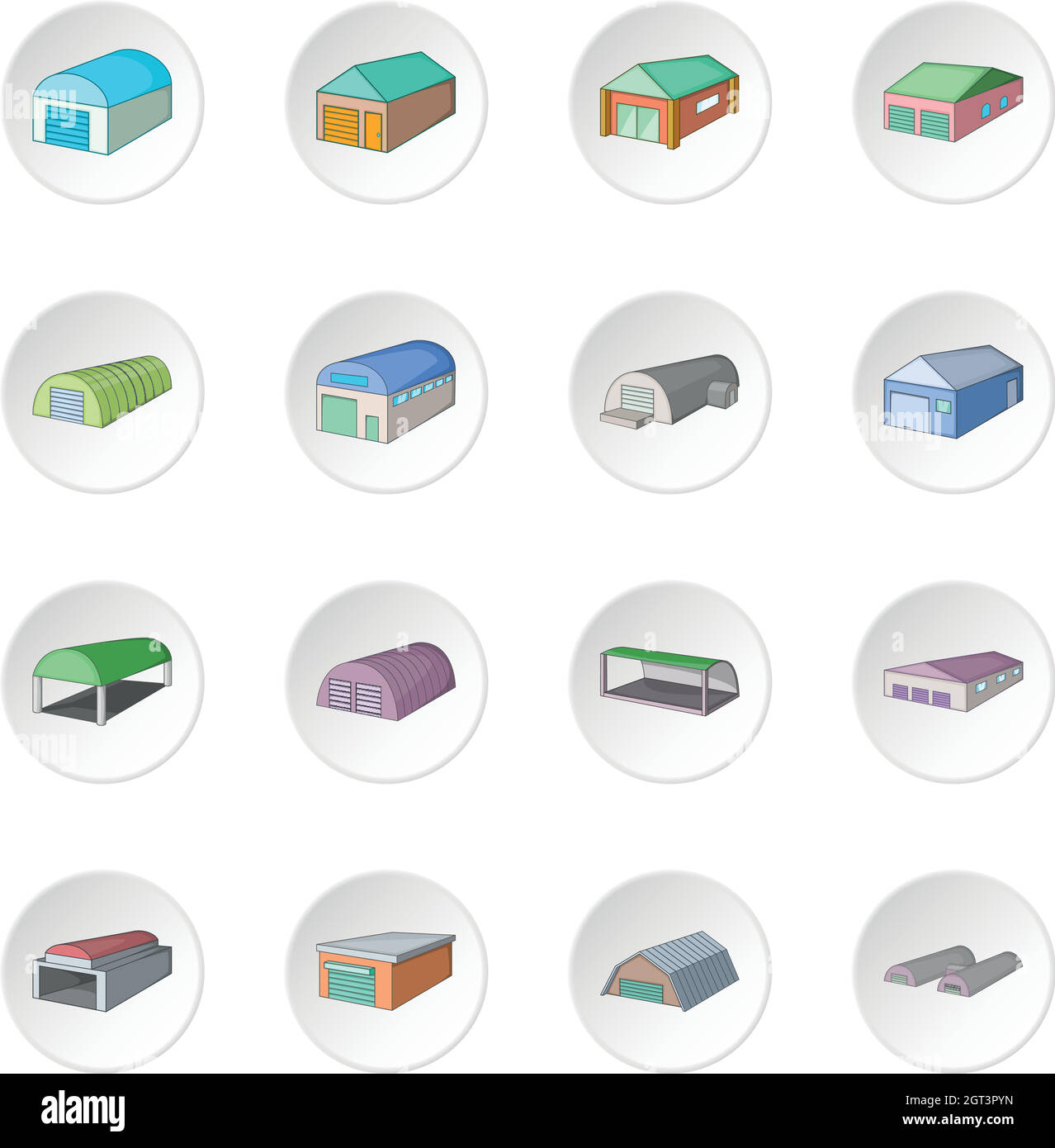 Verschiedene Hallen Icons set Stock Vektor