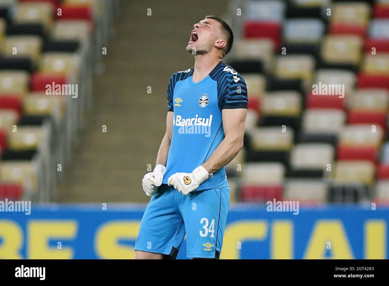 Rio de Janeiro, Brasilien, 19. September 2021. Fußballtorwart Gabriel Chapecó von Grêmio während des Spiels Flamengo x Grêmio für den brasilianischen Championsh Stockfoto