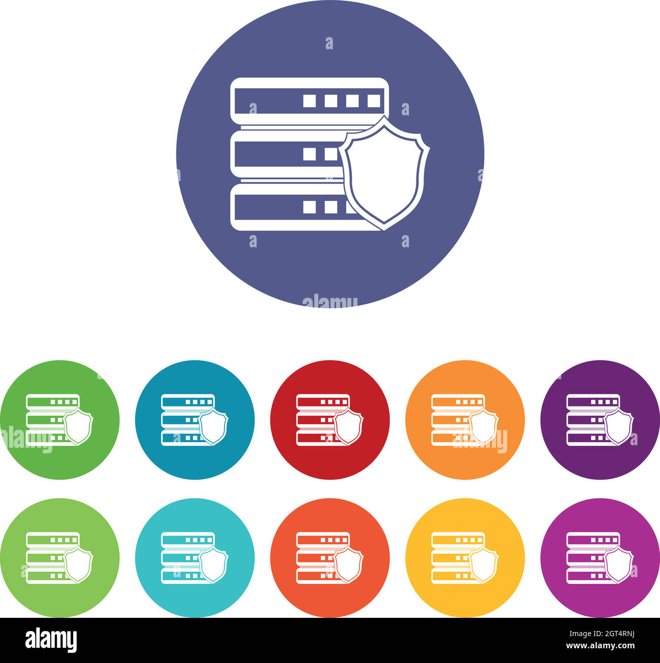 Datenbank mit grauen Schildset-Symbolen Stock Vektor