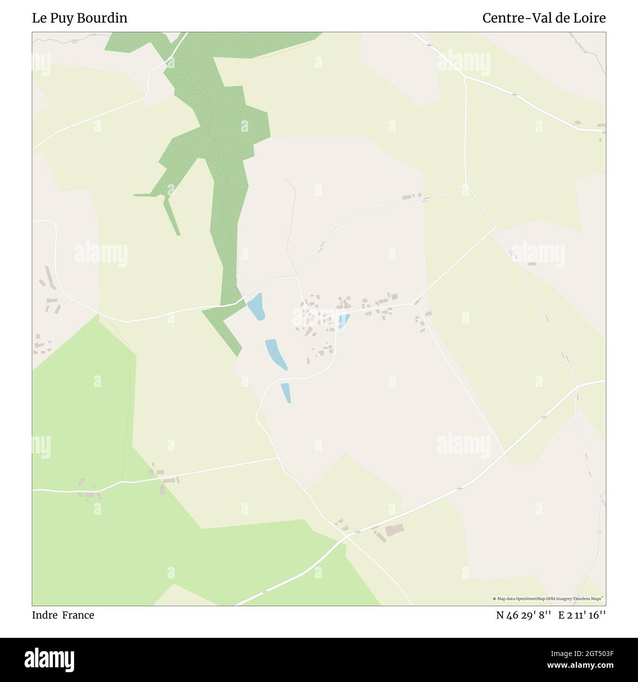 Le Puy Bourdin, Indre, Frankreich, Centre-Val de Loire, N 46 29' 8'', E 2 11' 16'', map, Timeless Map veröffentlicht im Jahr 2021. Reisende, Entdecker und Abenteurer wie Florence Nightingale, David Livingstone, Ernest Shackleton, Lewis and Clark und Sherlock Holmes haben sich bei der Planung von Reisen zu den entlegensten Ecken der Welt auf Karten verlassen.Timeless Maps kartiert die meisten Orte auf der Welt und zeigt die Verwirklichung großer Träume Stockfoto