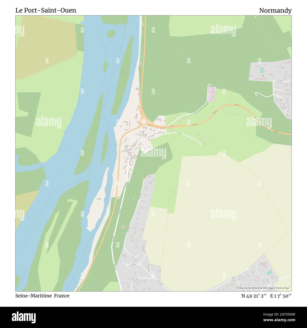 Le Port-Saint-Ouen, seine-Maritime, Frankreich, Normandie, N 49 21' 2'', E 1 7' 50'', map, Timeless Map veröffentlicht im Jahr 2021. Reisende, Entdecker und Abenteurer wie Florence Nightingale, David Livingstone, Ernest Shackleton, Lewis and Clark und Sherlock Holmes haben sich bei der Planung von Reisen zu den entlegensten Ecken der Welt auf Karten verlassen.Timeless Maps kartiert die meisten Orte auf der Welt und zeigt die Verwirklichung großer Träume Stockfoto