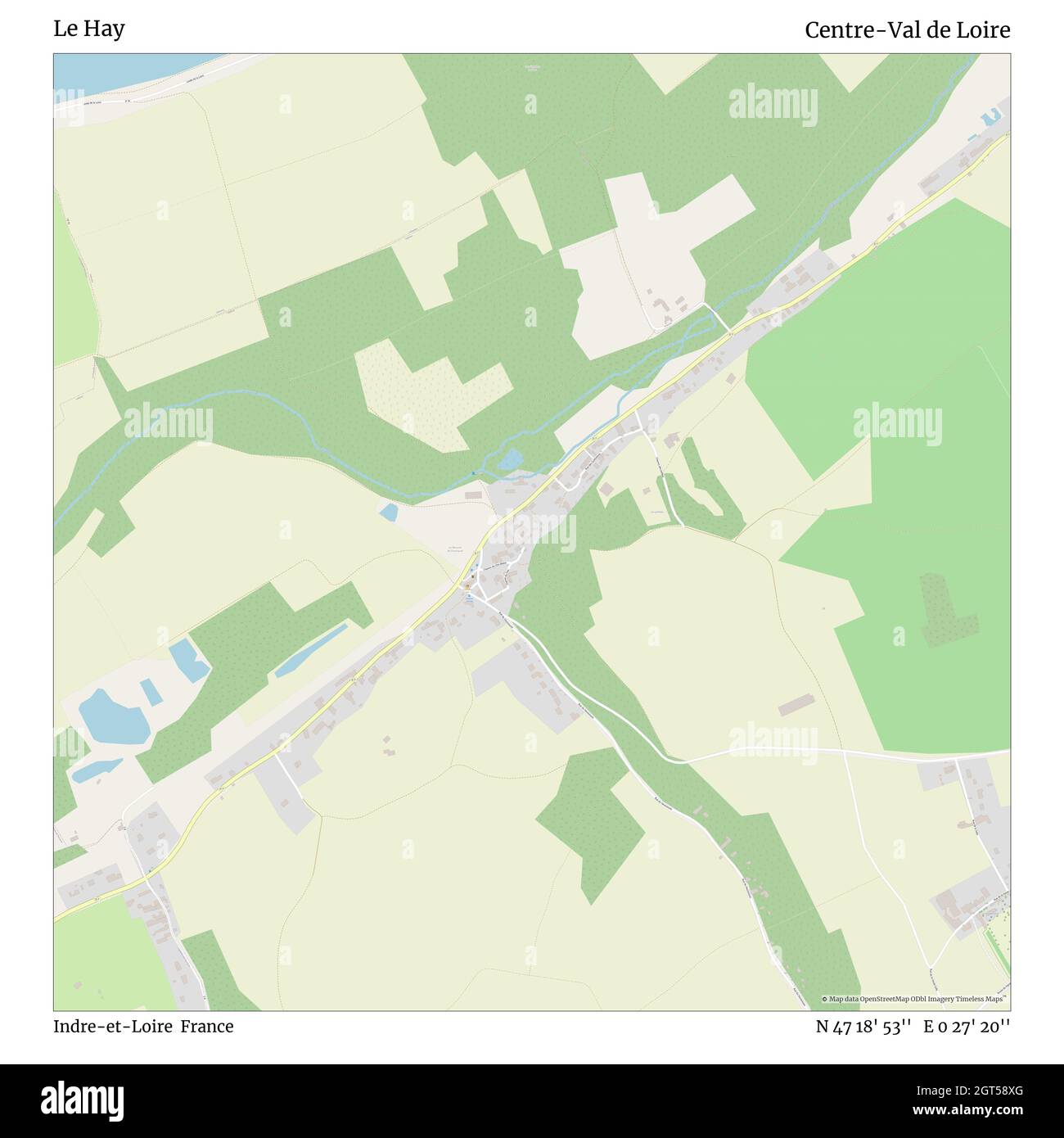 Le Hay, Indre-et-Loire, Frankreich, Centre-Val de Loire, N 47 18' 53'', E 0 27' 20'', map, Timeless Map veröffentlicht im Jahr 2021. Reisende, Entdecker und Abenteurer wie Florence Nightingale, David Livingstone, Ernest Shackleton, Lewis and Clark und Sherlock Holmes haben sich bei der Planung von Reisen zu den entlegensten Ecken der Welt auf Karten verlassen.Timeless Maps kartiert die meisten Orte auf der Welt und zeigt die Verwirklichung großer Träume Stockfoto