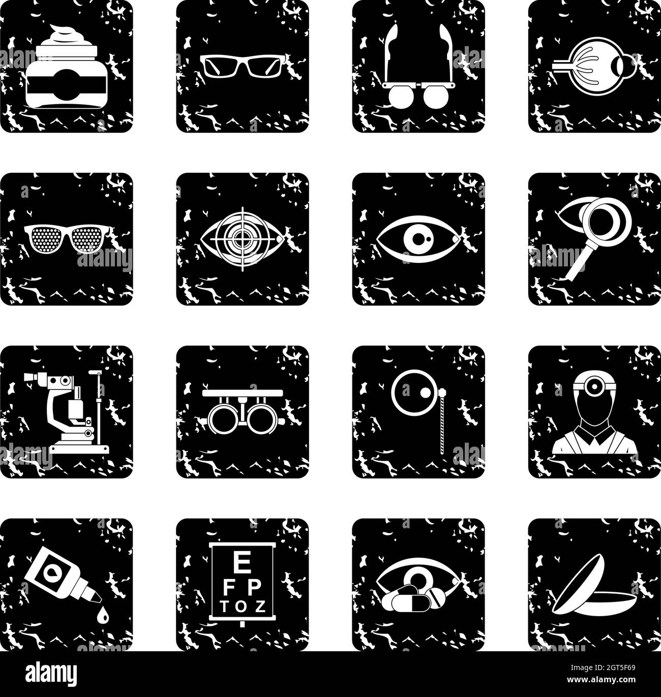 Augenarzt-Tool-Symbole-set Stock Vektor