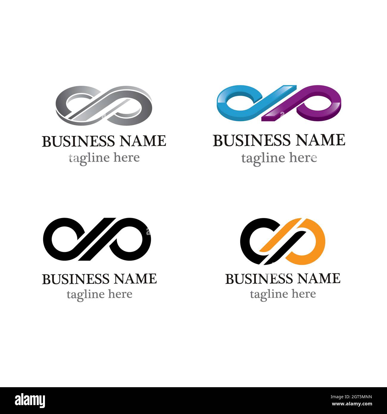 Vektorsymbole für die Vorlage „Unendliches Logo“ gesetzt Stockfoto