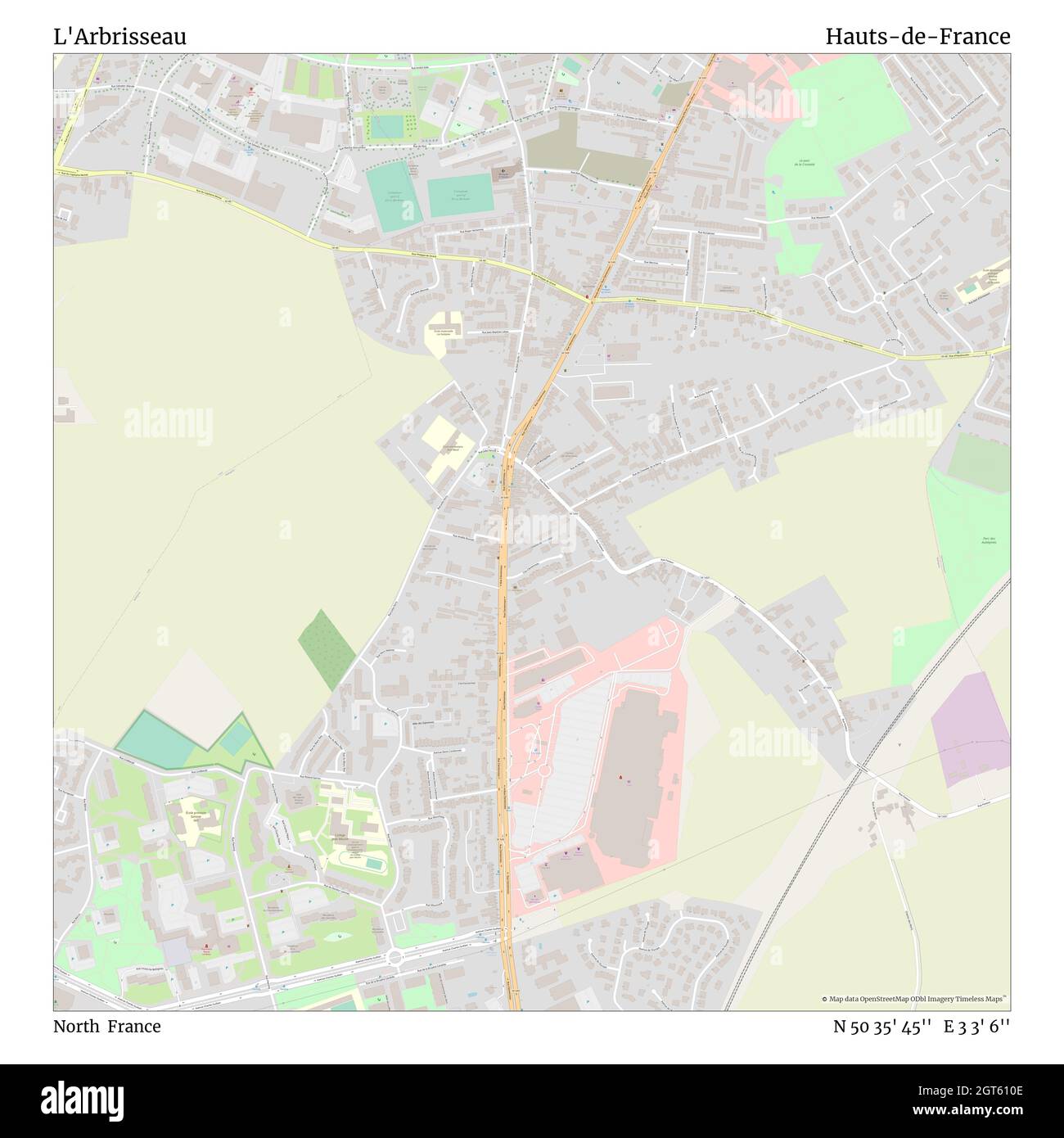 L'Arbrisseau, North, France, Hauts-de-France, N 50 35' 45'', E 3 3' 6'', map, Timeless Map veröffentlicht im Jahr 2021. Reisende, Entdecker und Abenteurer wie Florence Nightingale, David Livingstone, Ernest Shackleton, Lewis and Clark und Sherlock Holmes haben sich bei der Planung von Reisen zu den entlegensten Ecken der Welt auf Karten verlassen.Timeless Maps kartiert die meisten Orte auf der Welt und zeigt die Verwirklichung großer Träume Stockfoto