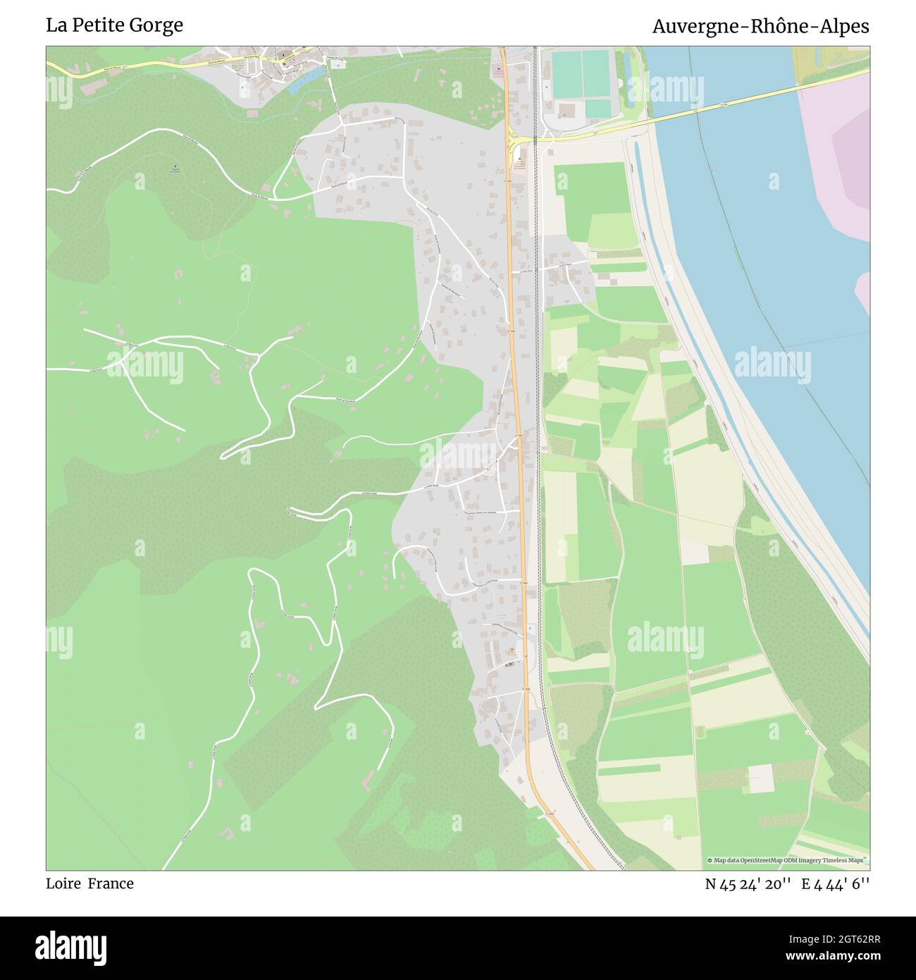 La Petite Gorge, Loire, Frankreich, Auvergne-Rhône-Alpes, N 45 24' 20'', E 4 44' 6'', map, Timeless Map veröffentlicht im Jahr 2021. Reisende, Entdecker und Abenteurer wie Florence Nightingale, David Livingstone, Ernest Shackleton, Lewis and Clark und Sherlock Holmes haben sich bei der Planung von Reisen zu den entlegensten Ecken der Welt auf Karten verlassen.Timeless Maps kartiert die meisten Orte auf der Welt und zeigt die Verwirklichung großer Träume Stockfoto