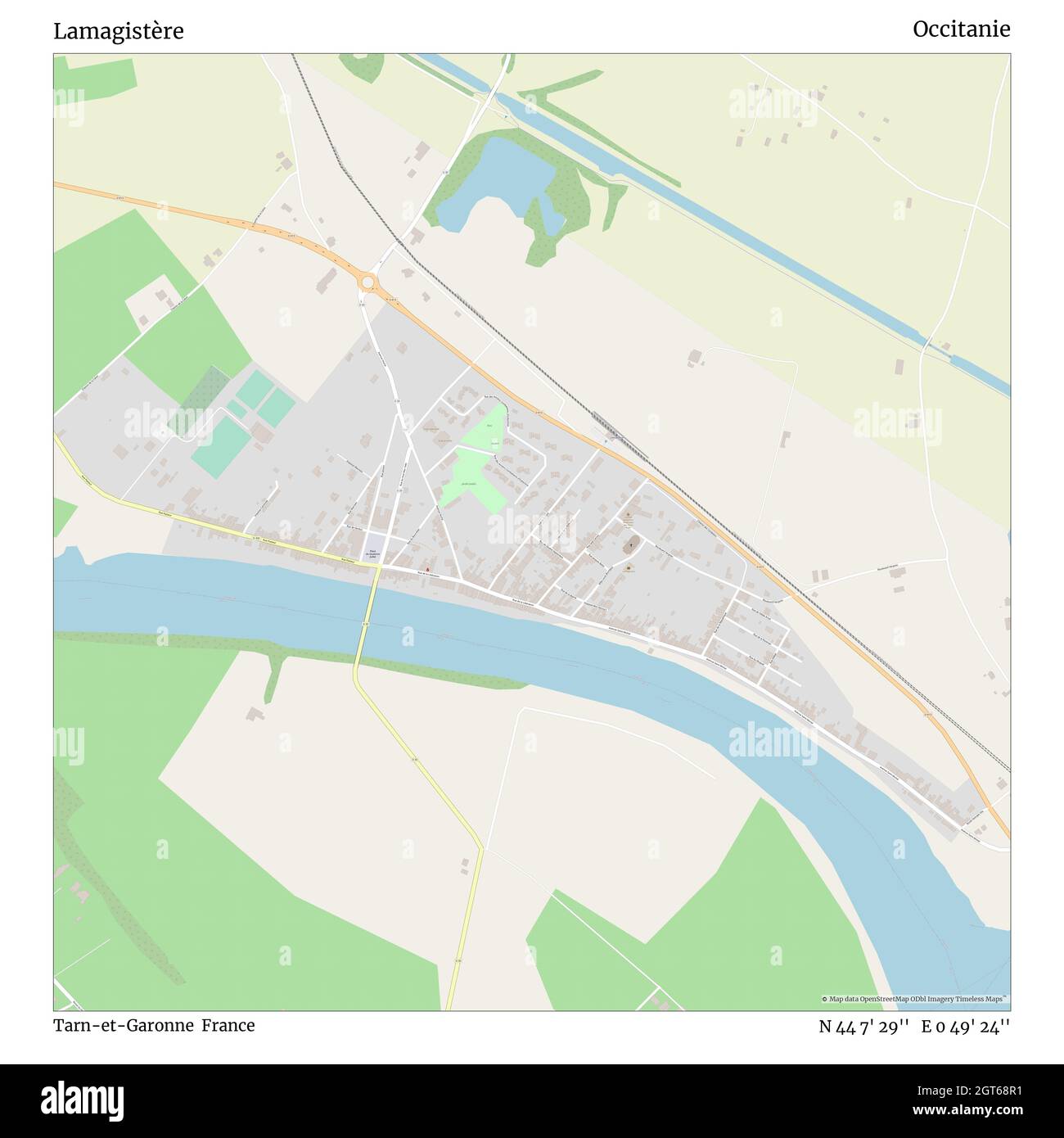 Lamagistère, Tarn-et-Garonne, Frankreich, L 44 7' 29'', E 0 49' 24''', map, Timeless Map veröffentlicht im Jahr 2021. Reisende, Entdecker und Abenteurer wie Florence Nightingale, David Livingstone, Ernest Shackleton, Lewis and Clark und Sherlock Holmes haben sich bei der Planung von Reisen zu den entlegensten Ecken der Welt auf Karten verlassen.Timeless Maps kartiert die meisten Orte auf der Welt und zeigt die Verwirklichung großer Träume Stockfoto