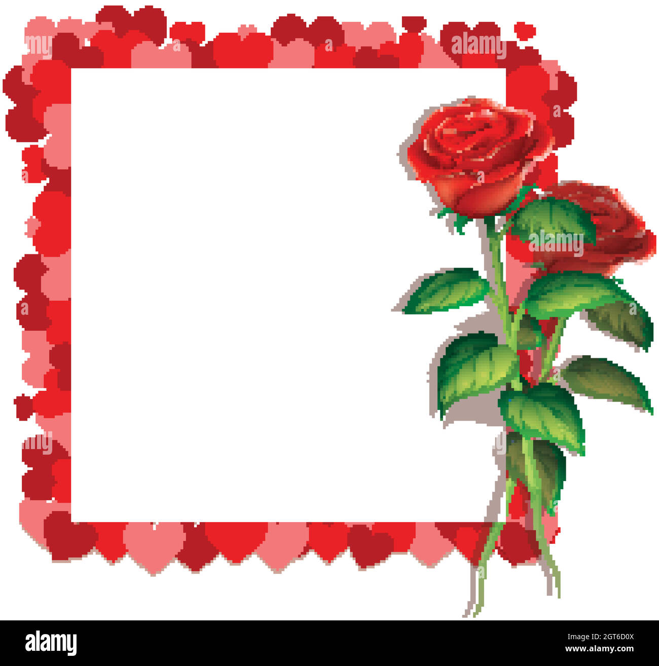 Valentine Thema mit Herz-Rahmen und roten Rosen Stock Vektor