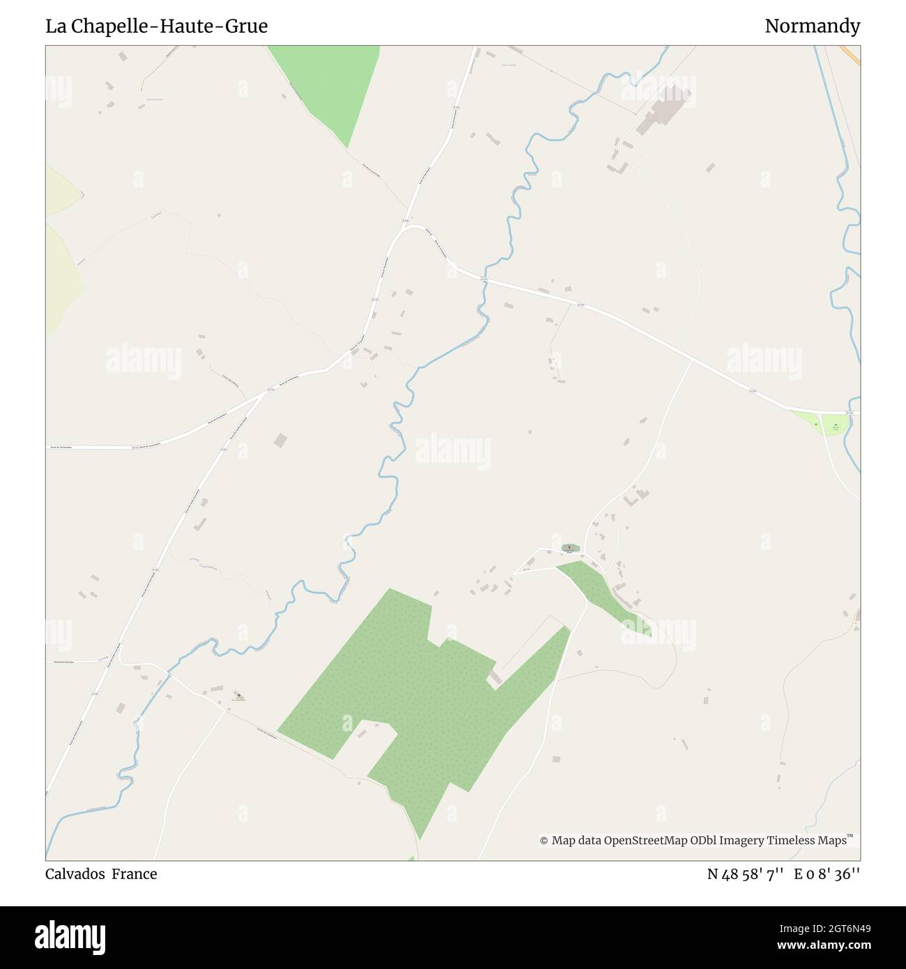 La Chapelle-Haute-Grue, Calvados, Frankreich, Normandie, N 48 58' 7'', E 0 8' 36'', map, Timeless Map veröffentlicht im Jahr 2021. Reisende, Entdecker und Abenteurer wie Florence Nightingale, David Livingstone, Ernest Shackleton, Lewis and Clark und Sherlock Holmes haben sich bei der Planung von Reisen zu den entlegensten Ecken der Welt auf Karten verlassen.Timeless Maps kartiert die meisten Orte auf der Welt und zeigt die Verwirklichung großer Träume Stockfoto