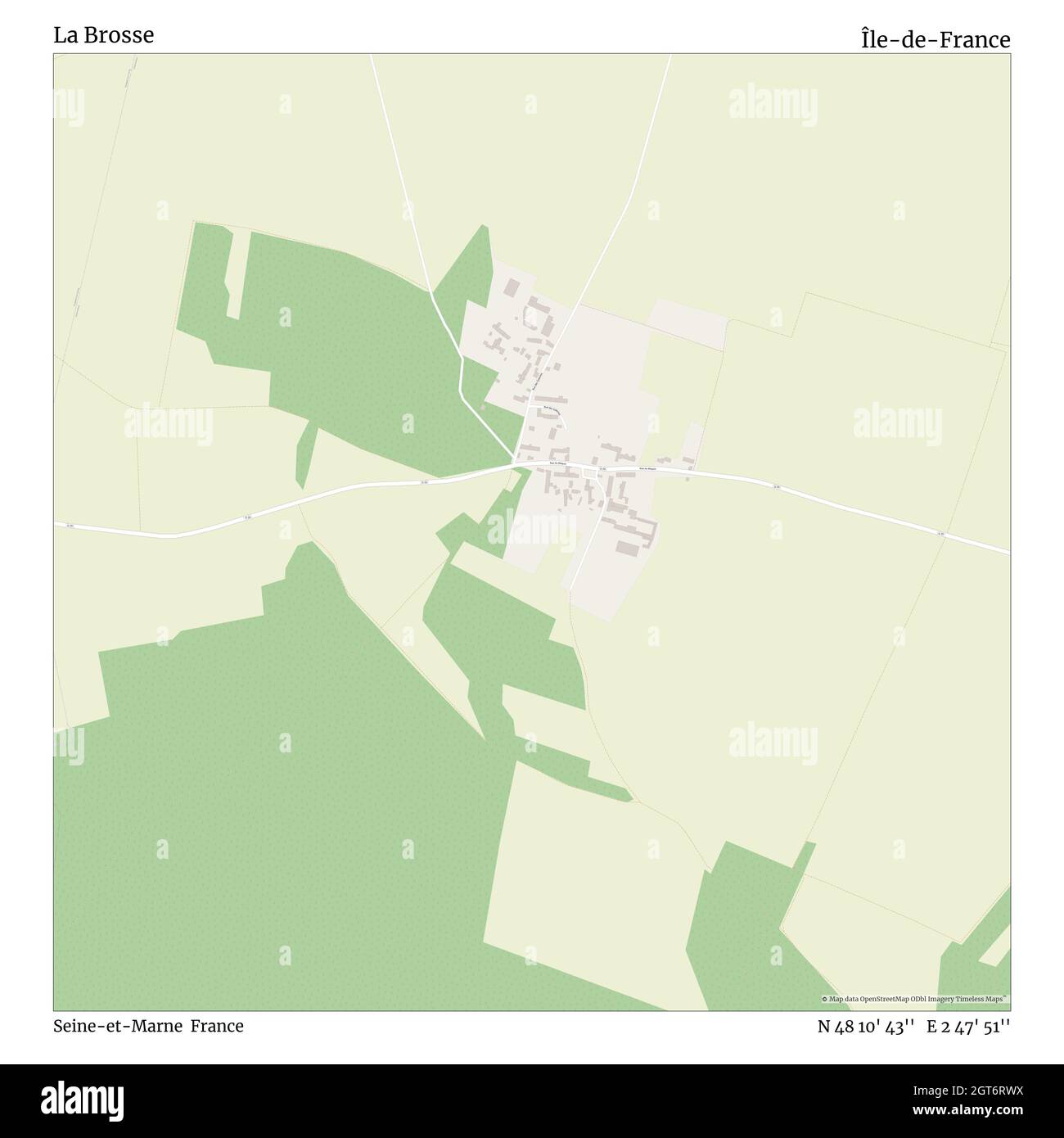La Brosse, seine-et-Marne, Frankreich, Île-de-France, N 48 10' 43'', E 2 47' 51'', map, Timeless Map veröffentlicht im Jahr 2021. Reisende, Entdecker und Abenteurer wie Florence Nightingale, David Livingstone, Ernest Shackleton, Lewis and Clark und Sherlock Holmes haben sich bei der Planung von Reisen zu den entlegensten Ecken der Welt auf Karten verlassen.Timeless Maps kartiert die meisten Orte auf der Welt und zeigt die Verwirklichung großer Träume Stockfoto