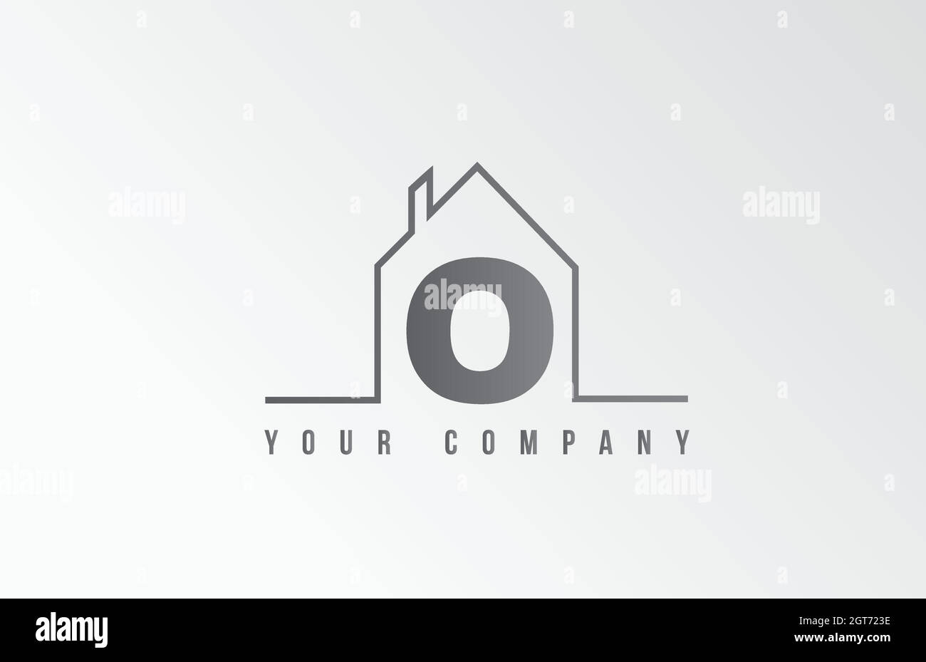 O Home Alphabet Symbol Logo Buchstaben Design. Haus für eine Immobilienfirma. Geschäftsidentität mit dünner Linienkontur Stock Vektor