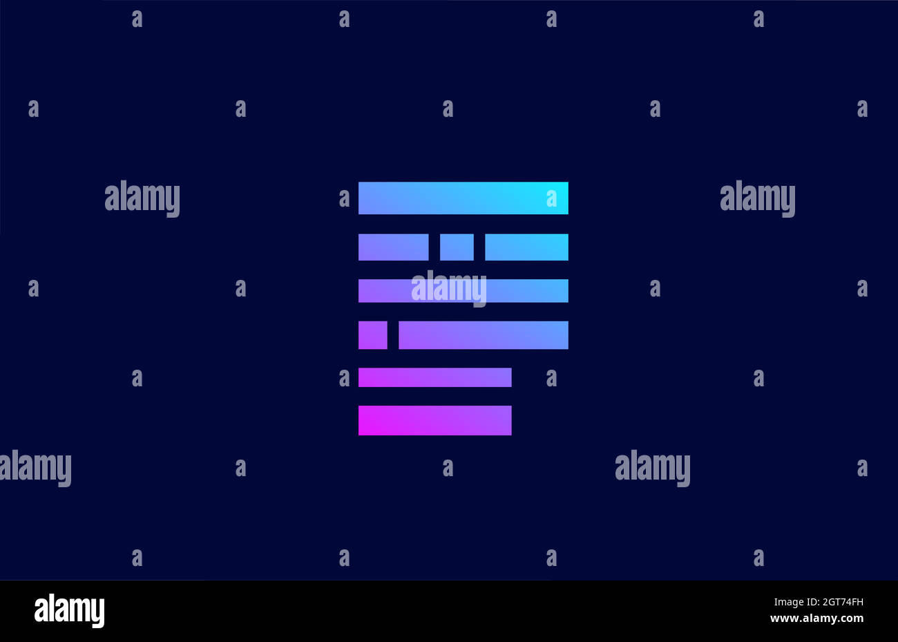 Buchstabe F-Logo Alphabet-Symbol mit Blocklinie. Kreatives Design für Unternehmen und Unternehmen in rosa-blauer Farbgebung Stock Vektor
