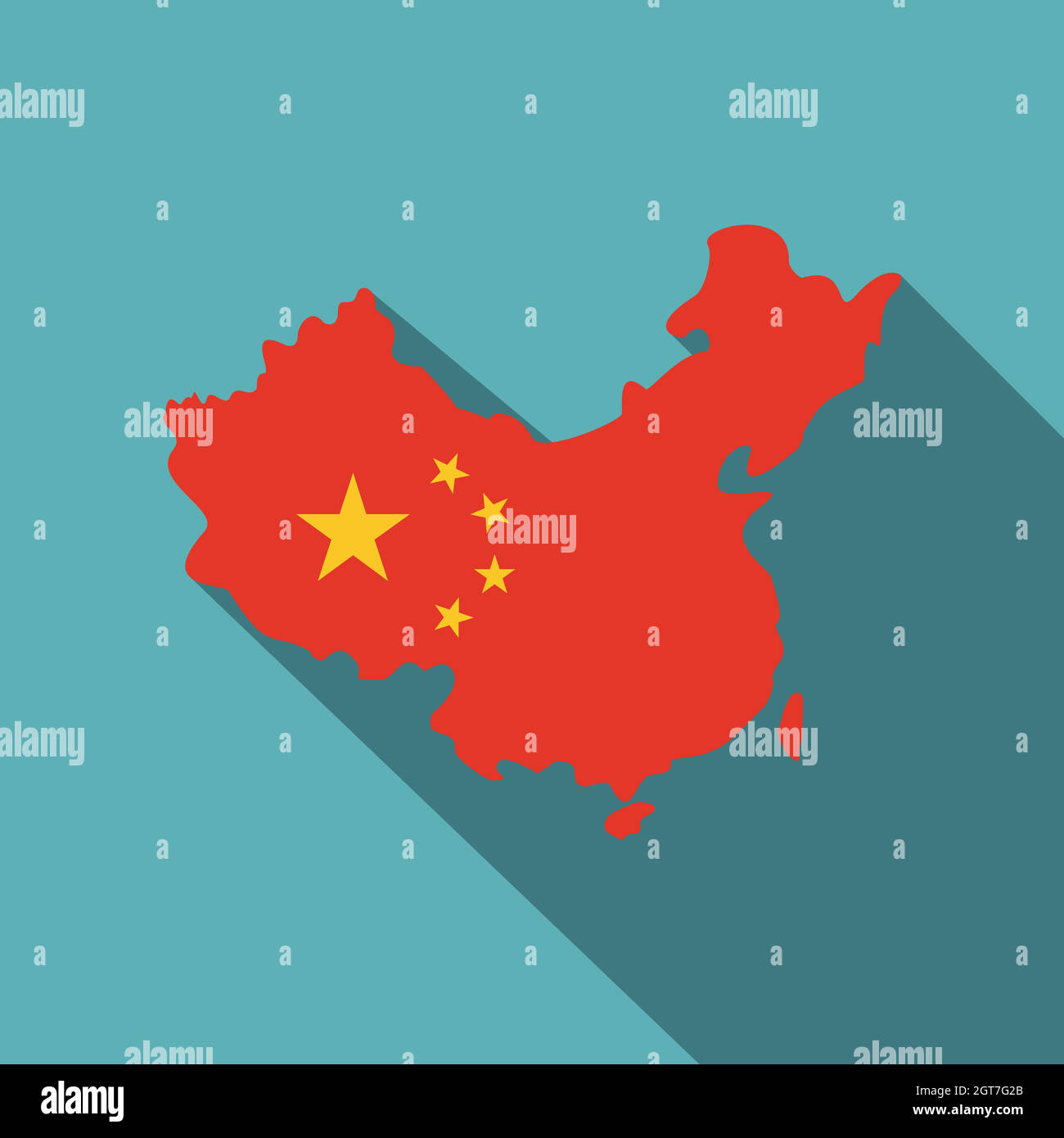 Karte von China in Nationalflaggenfarben Symbol Stock Vektor