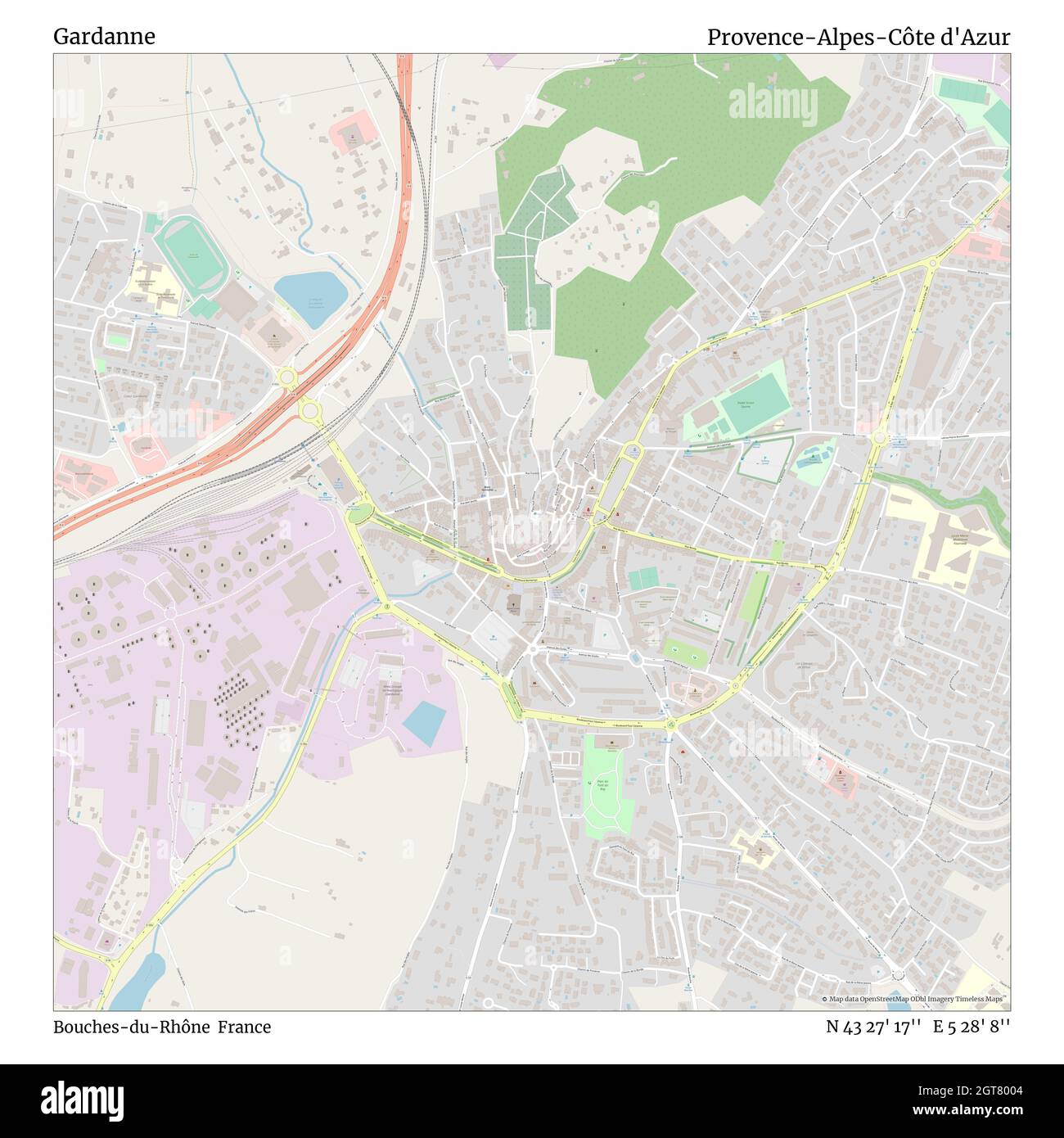 Gardanne, Bouches-du-Rhône, Frankreich, Provence-Alpes-Côte d'Azur, N 43 27' 17'', E 5 28' 8'', map, Timeless Map veröffentlicht im Jahr 2021. Reisende, Entdecker und Abenteurer wie Florence Nightingale, David Livingstone, Ernest Shackleton, Lewis and Clark und Sherlock Holmes haben sich bei der Planung von Reisen zu den entlegensten Ecken der Welt auf Karten verlassen.Timeless Maps kartiert die meisten Orte auf der Welt und zeigt die Verwirklichung großer Träume Stockfoto