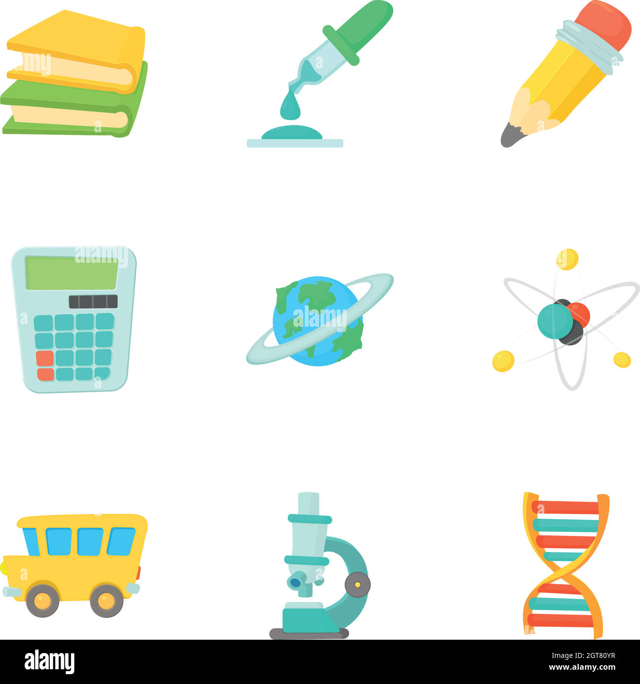 Kinder Bildung Symbole setzen, Cartoon-Stil Stock Vektor