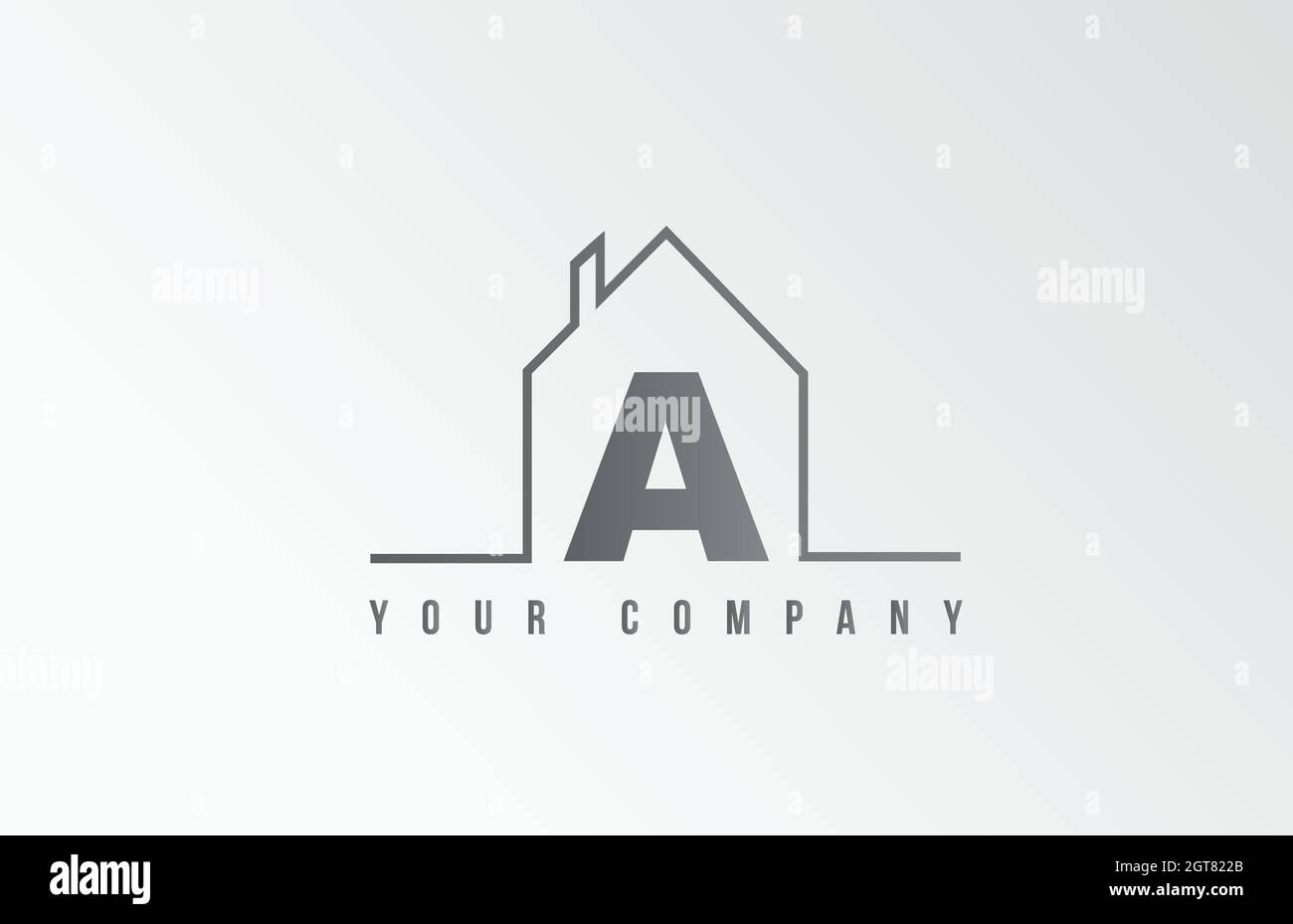 Ein Heim Alphabet Symbol Logo Buchstaben Design. Haus für eine Immobilienfirma. Geschäftsidentität mit dünner Linienkontur Stock Vektor