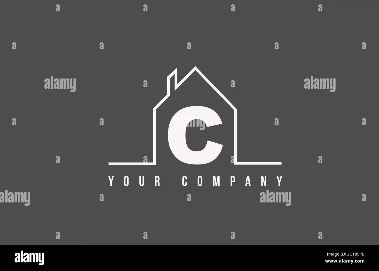 C Alphabet Buchstaben Symbol Logo eines Hauses. Immobilien-Haus-Design für Unternehmens-und Geschäftsidentität mit Linie Stock Vektor