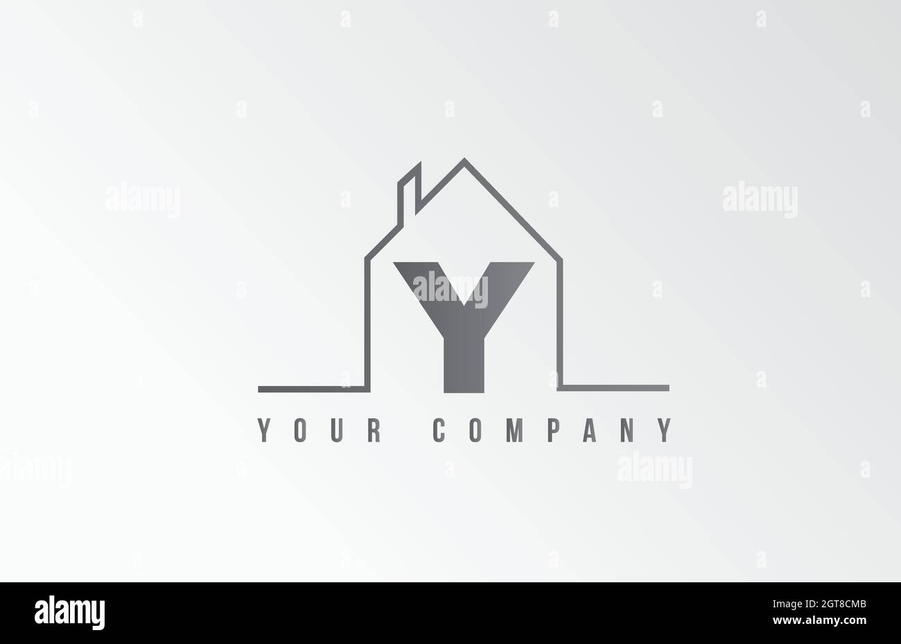 Y Home Alphabet Symbol Logo Buchstaben Design. Haus für eine Immobilienfirma. Geschäftsidentität mit dünner Linienkontur Stock Vektor