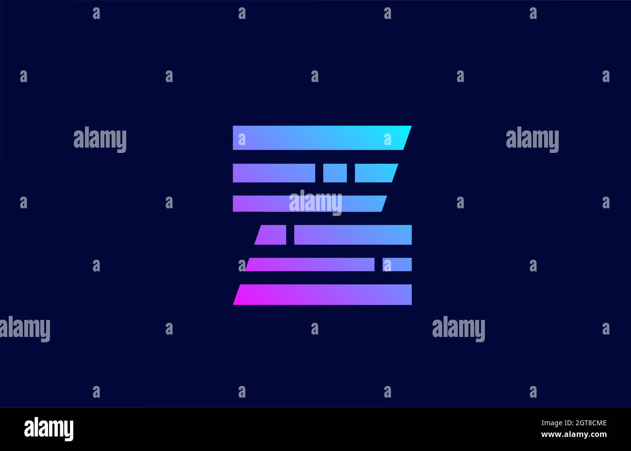 Buchstabe Z-Logo Alphabet-Symbol mit Blocklinie. Kreatives Design für Unternehmen und Unternehmen in rosa-blauer Farbgebung Stock Vektor