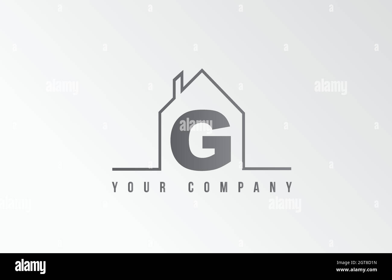 G Home Alphabet Symbol Logo Buchstaben Design. Haus für eine Immobilienfirma. Geschäftsidentität mit dünner Linienkontur Stock Vektor