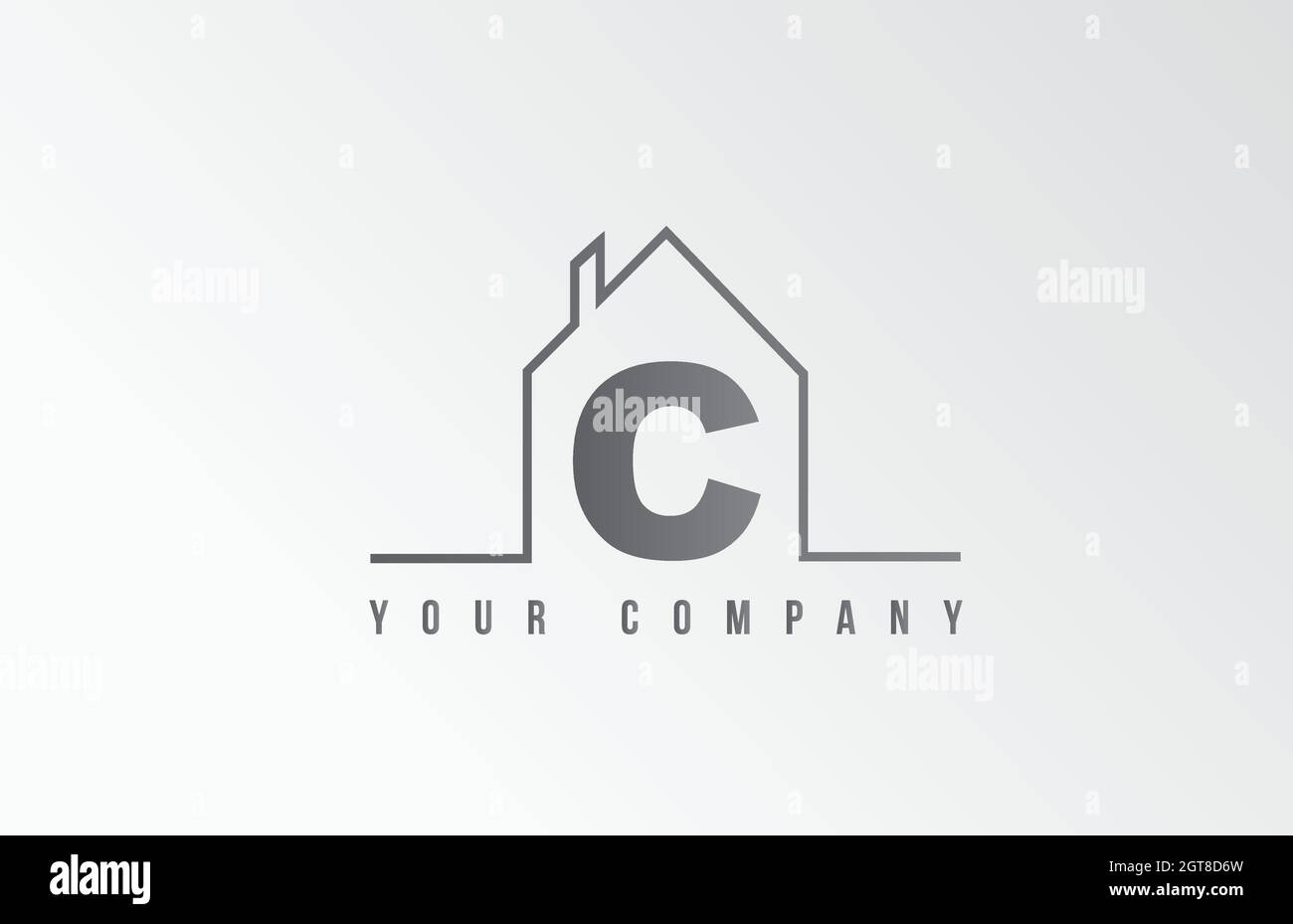 C Home Alphabet Symbol Logo Buchstaben Design. Haus für eine Immobilienfirma. Geschäftsidentität mit dünner Linienkontur Stock Vektor