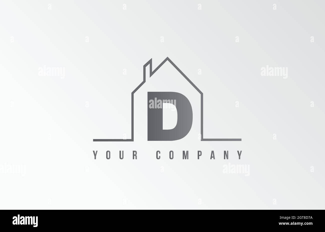 D Home Alphabet Symbol Logo Buchstaben Design. Haus für eine Immobilienfirma. Geschäftsidentität mit dünner Linienkontur Stock Vektor