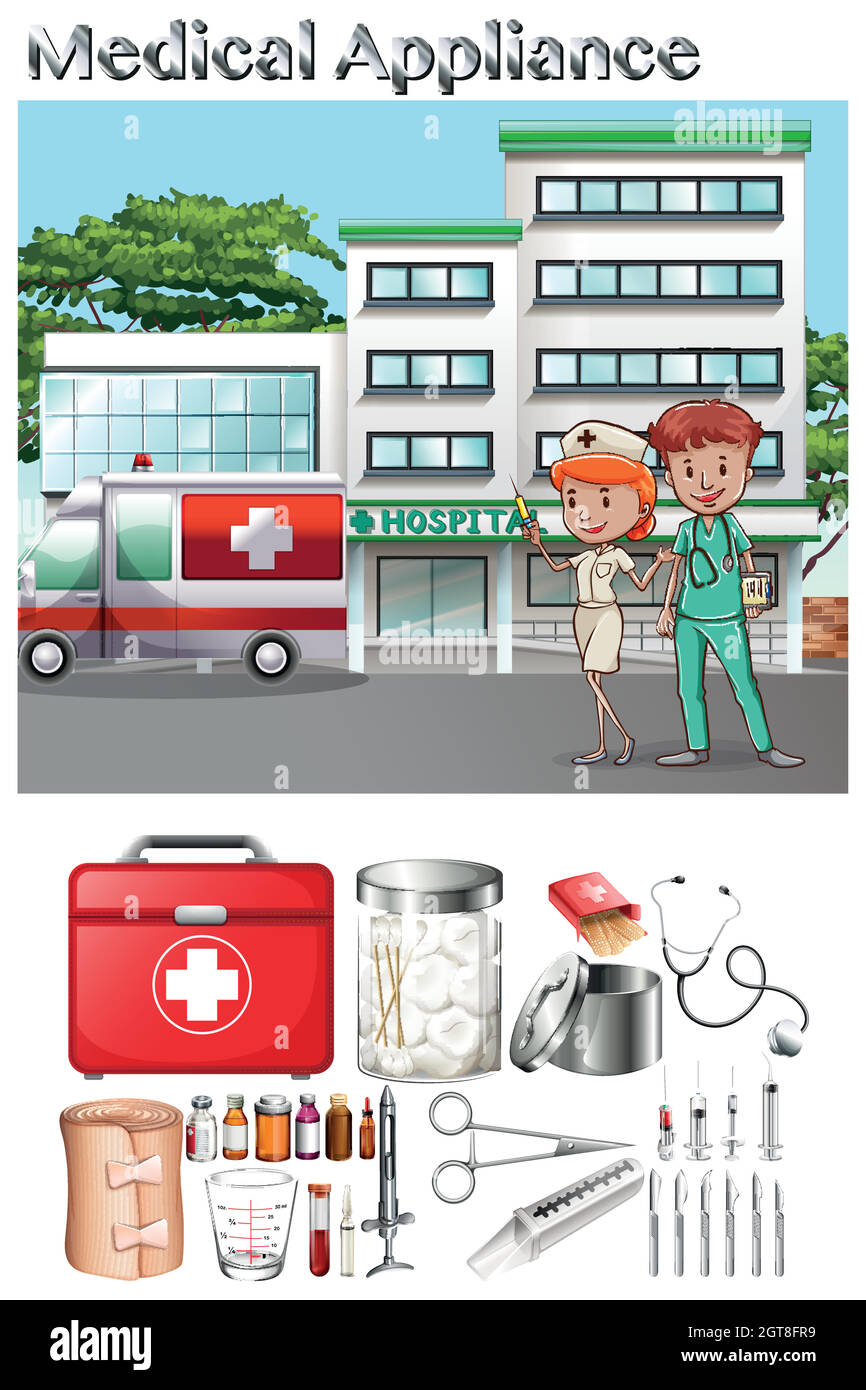 Arzt und Krankenschwester im Krankenhaus Stock Vektor