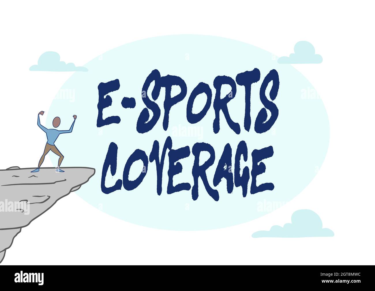 Konzeptionelle Bildunterschrift E Sportberichterstattung. Geschäftsansatz Live-Berichterstattung über den neuesten Sportwettbewerb Broadcasting Athletic man Illustration Mountain Stockfoto