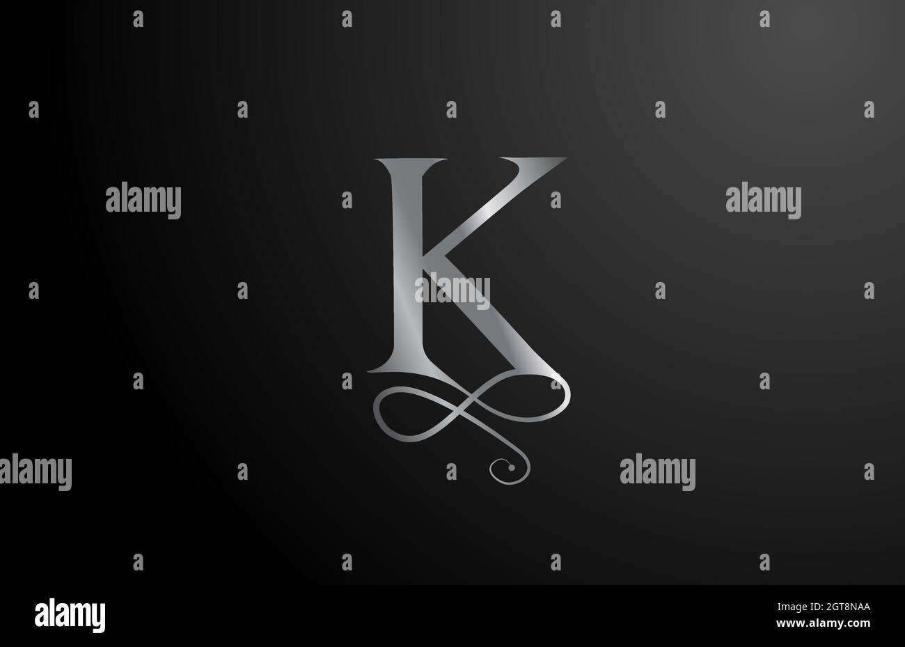 Graues KLogo mit elegantem MonogrammAlphabet und Symbol. Vintage
