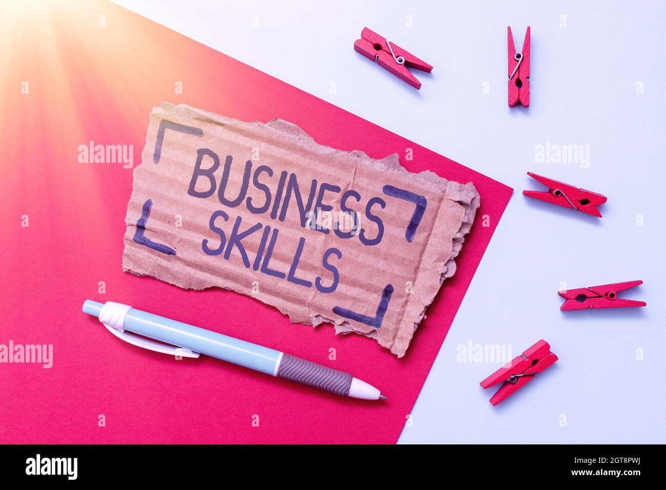 Hand schreiben Zeichen Business Skills. Business-Ansatz eine Fähigkeit, systematische Anstrengung der Job-Funktionen einfache hausgemachte Crafting Ideen und zu erwerben Stockfoto